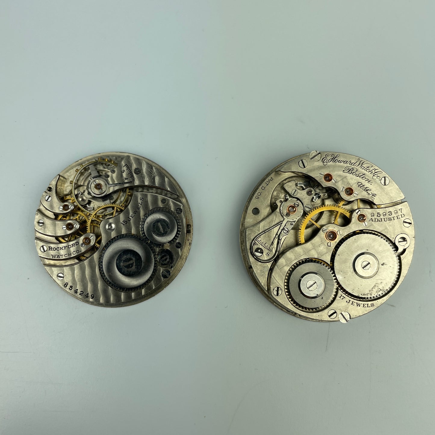 Lot 92- Rockford 12 Size & E. Howard 16 Size Pocket Watch Movements