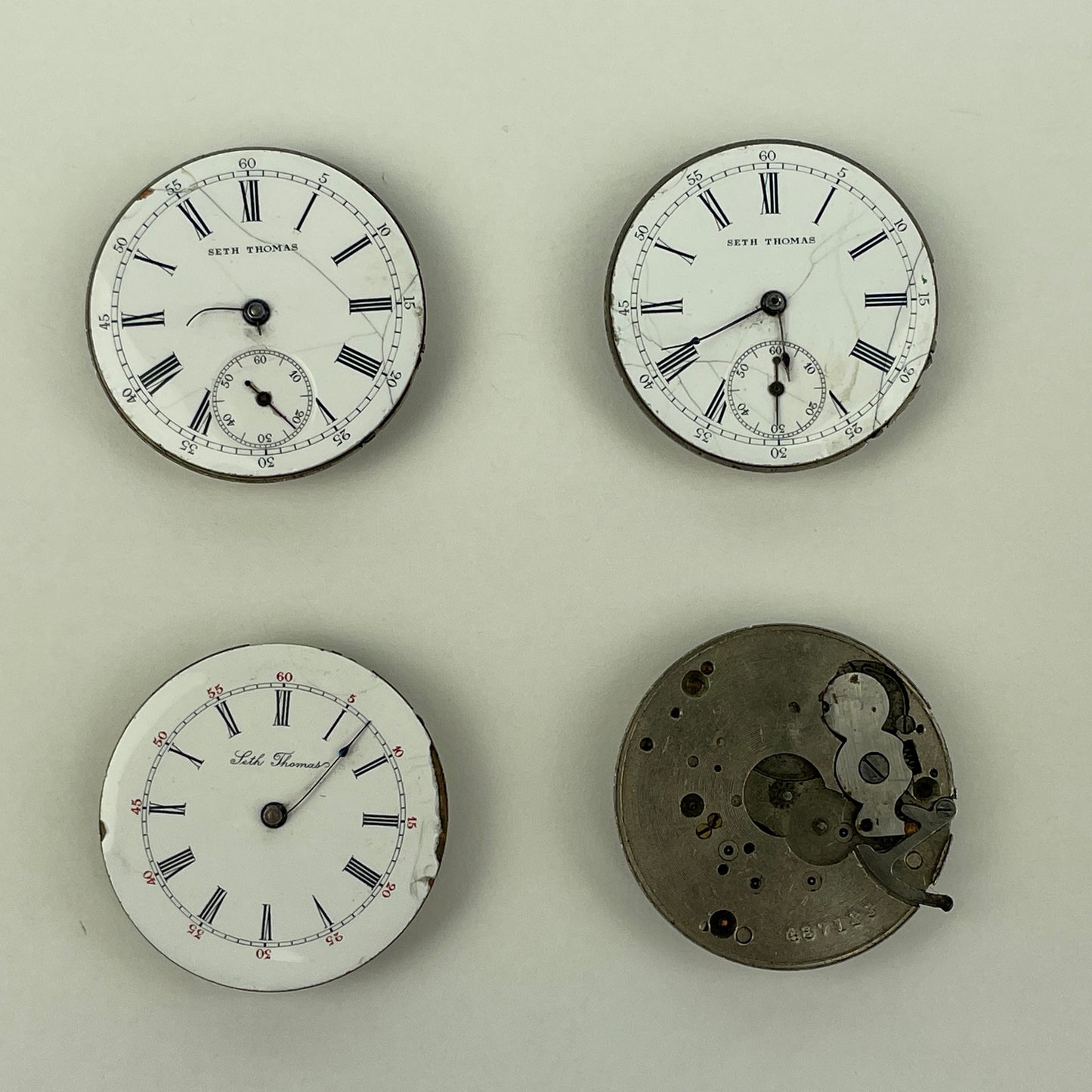 Lot 92- Seth Thomas 6 Size “Two-Tone” Pocket Watch Movements