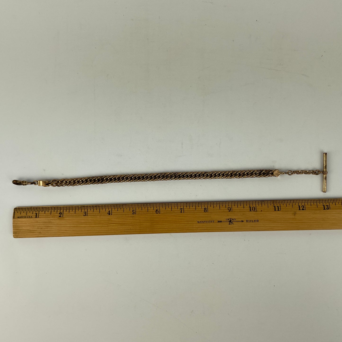 Lot 16- Men's YGF Pocket Watch Chain w/ T-Bar & Swivel
