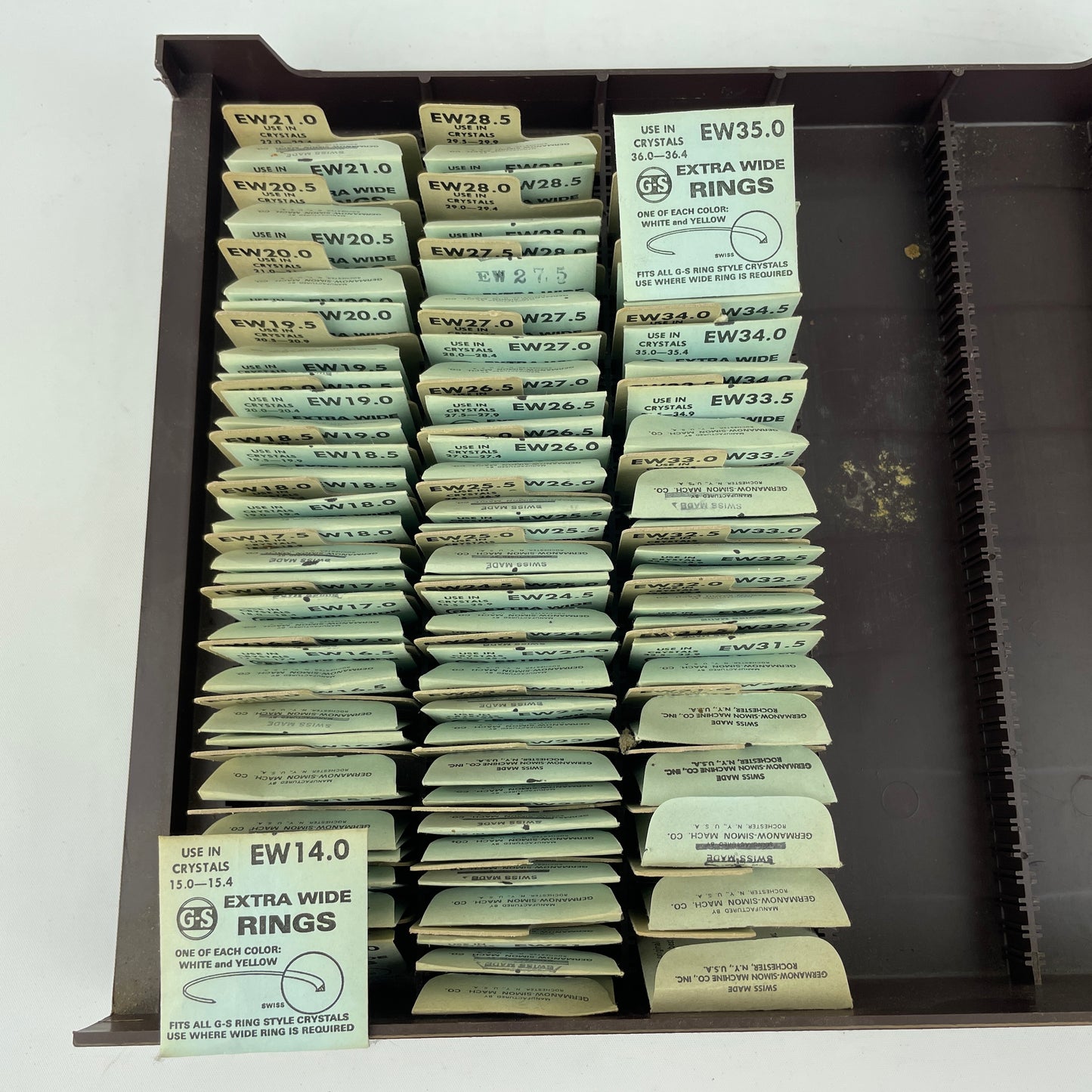 Lot 98- NOS EW (Extra-Wide) White & Yellow Crystal Rings