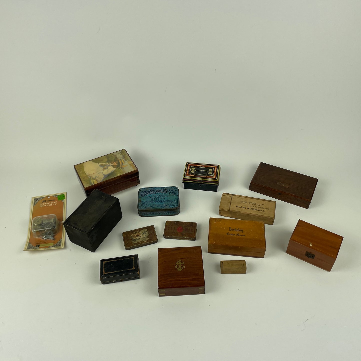 Oct Lot 43- Vintage Tin & Wood Containers