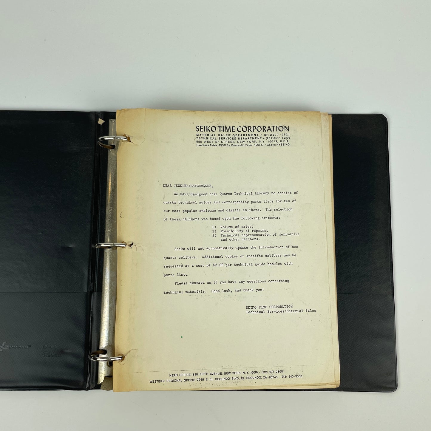 Nov Lot 49- SEIKO Quartz Watch Technical Guides and Parts Lists