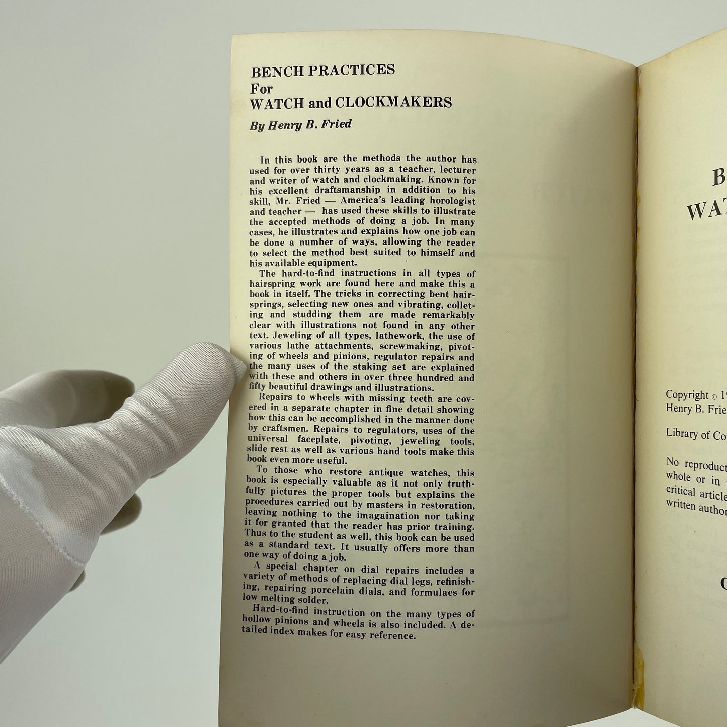 Nov Lot 69- Bench Practices for Watch and Clockmakers | Fried