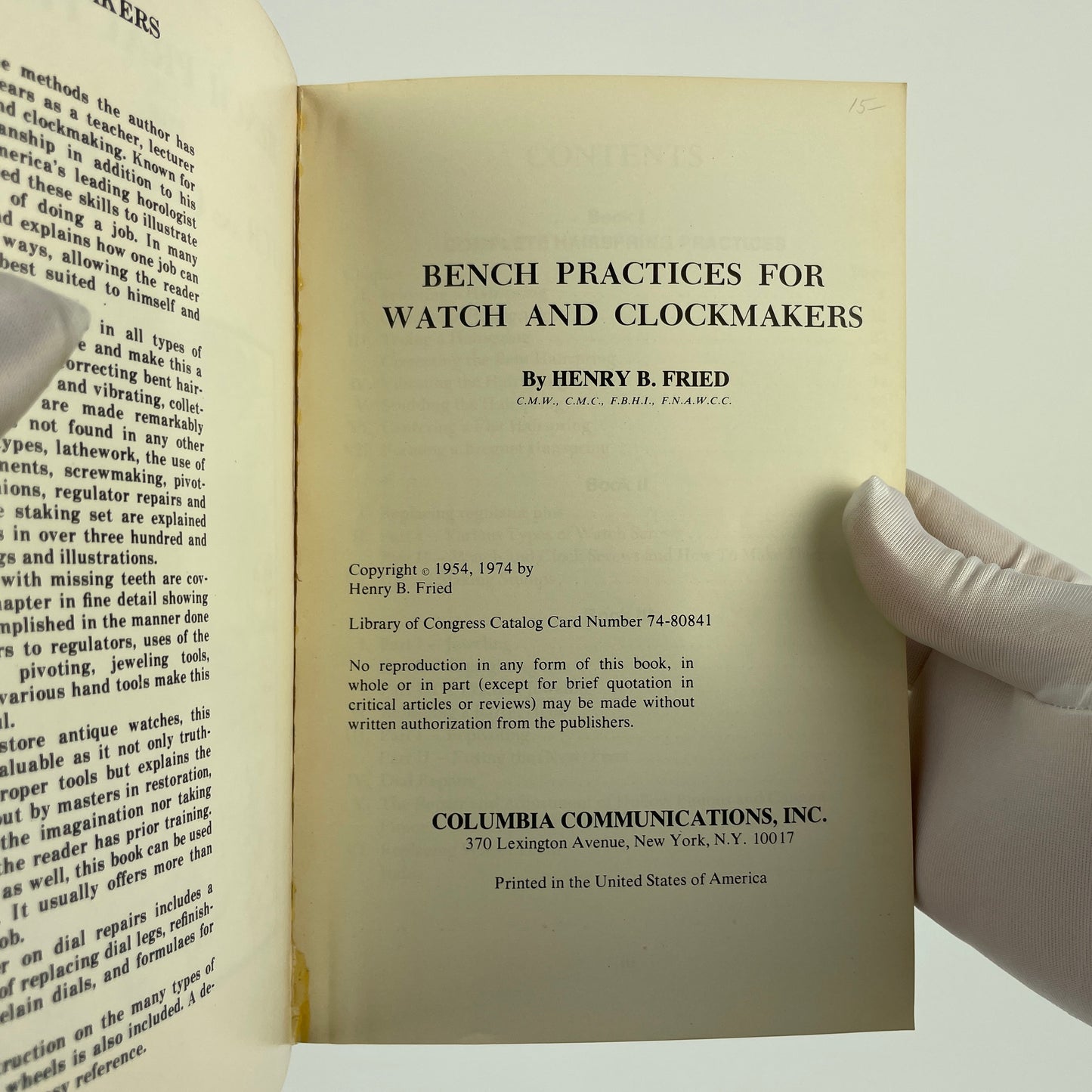 Nov Lot 69- Bench Practices for Watch and Clockmakers | Fried