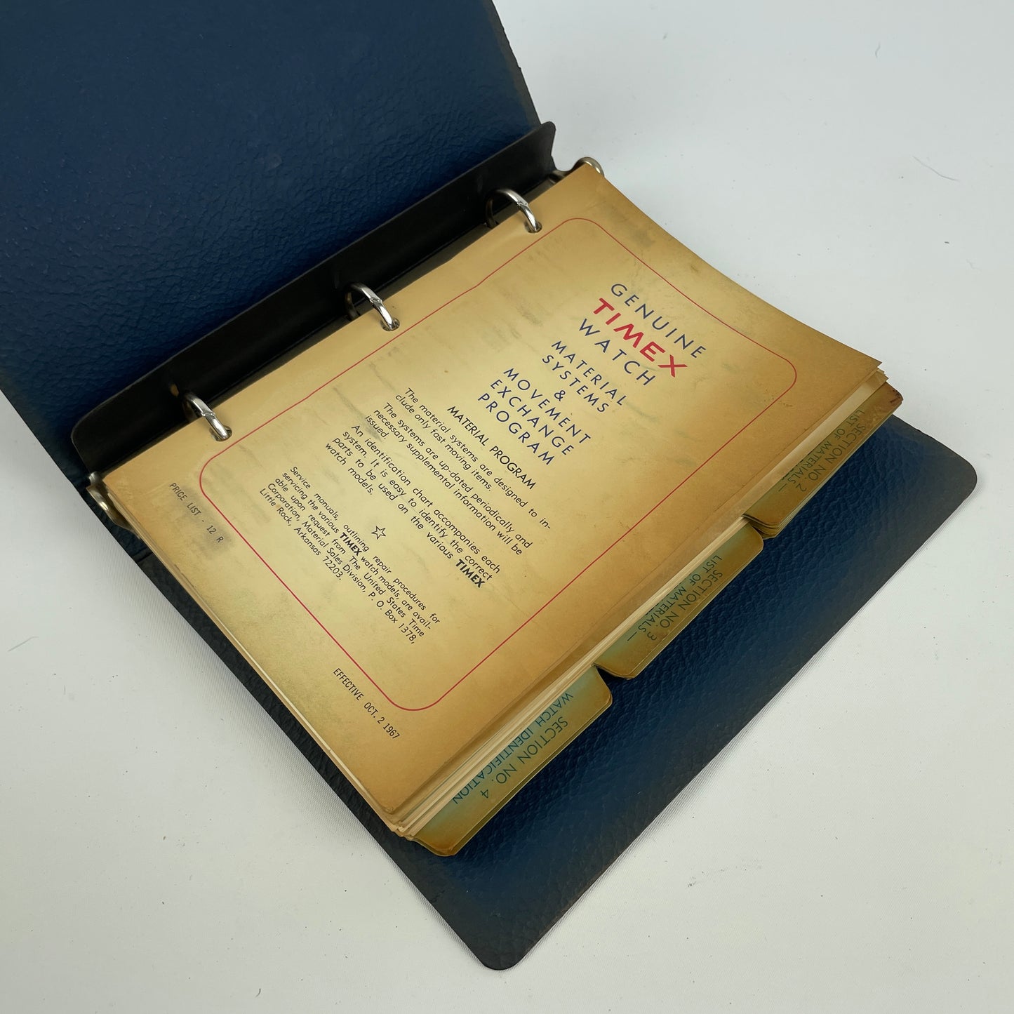 Nov Lot 1- Timex Service Manual & Parts Catalog