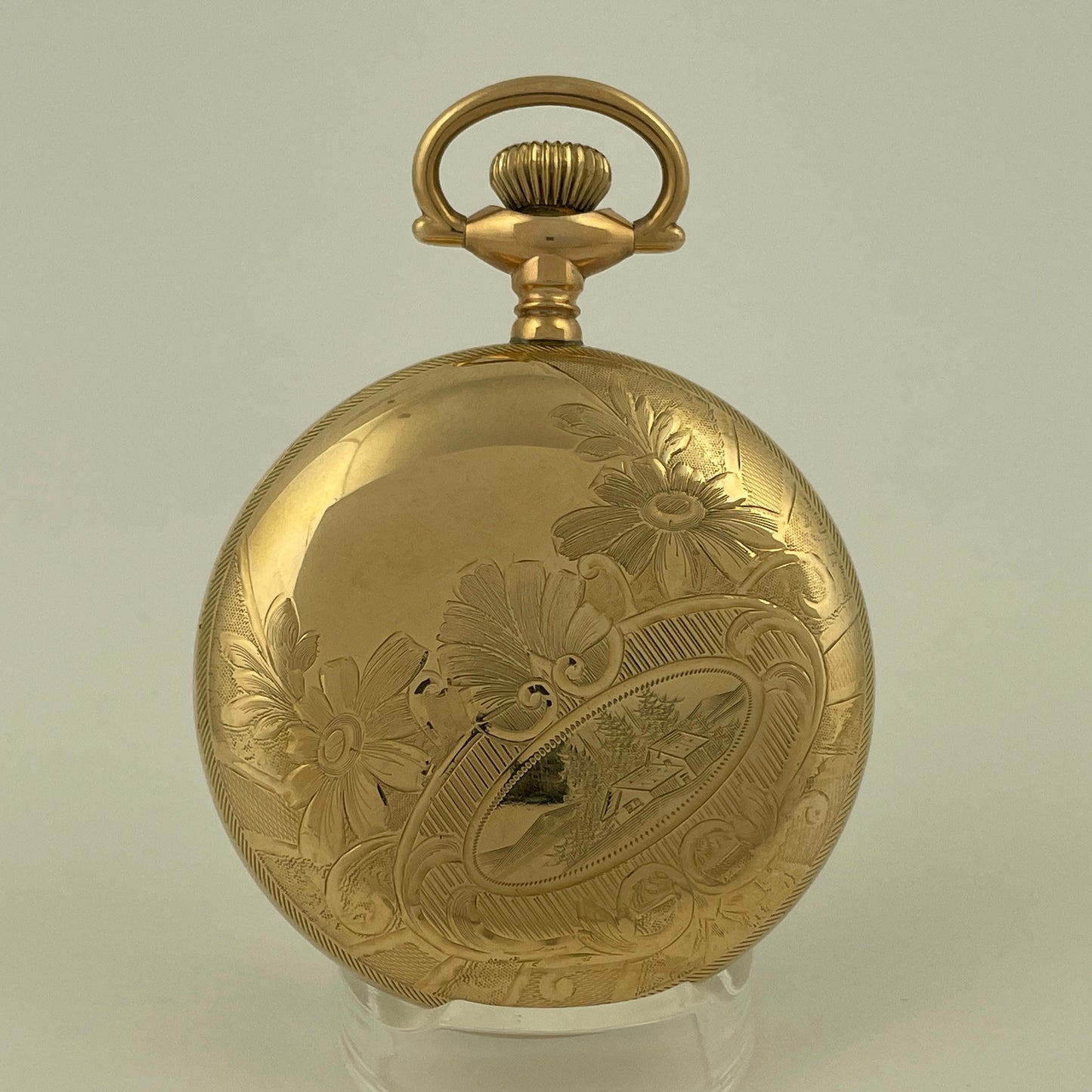 American 18 Size Stem Wind & Lever Set YGF Open Face Pocket Watch Case