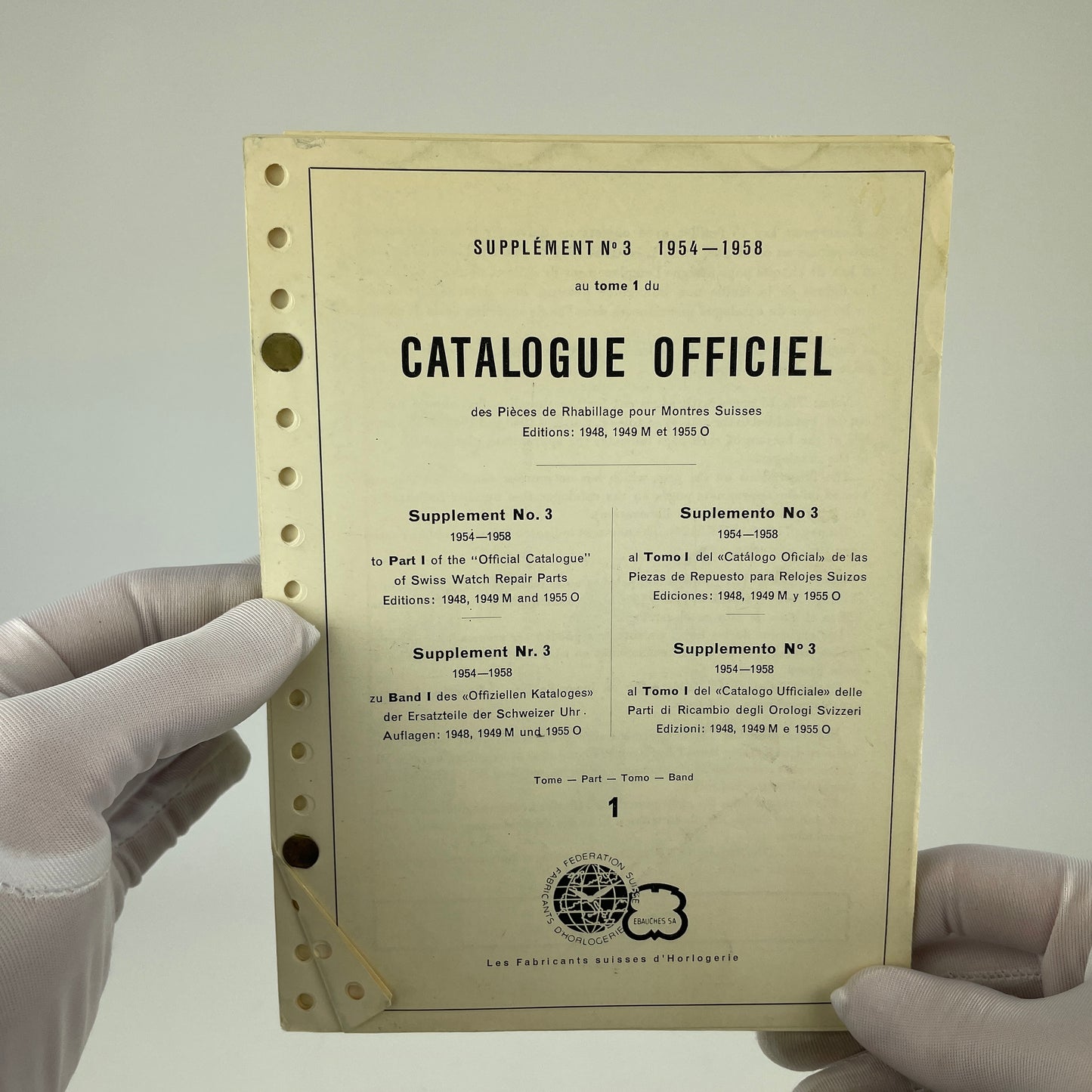 Official Catalog of Swiss Watch Parts Volumes 1 & 2