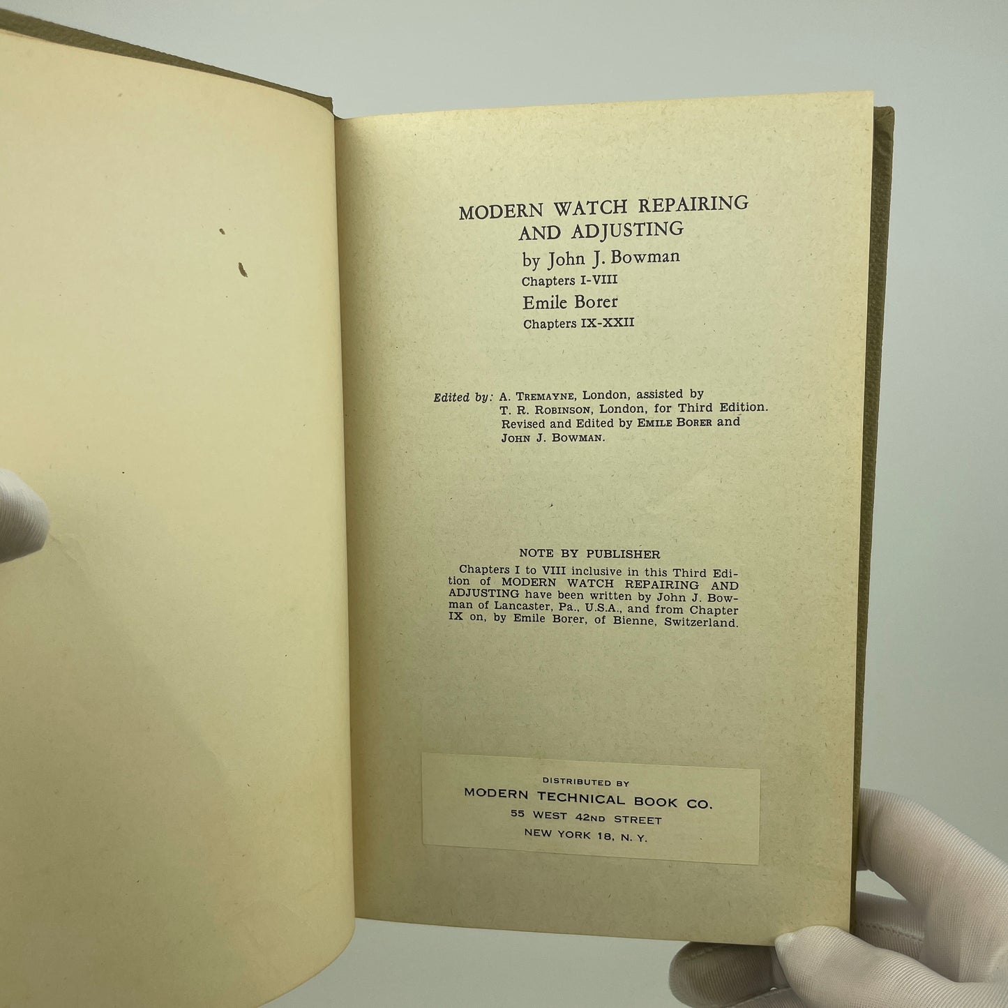 Jan Lot 47- Modern Watch Repairing and Adjusting, Third Edition