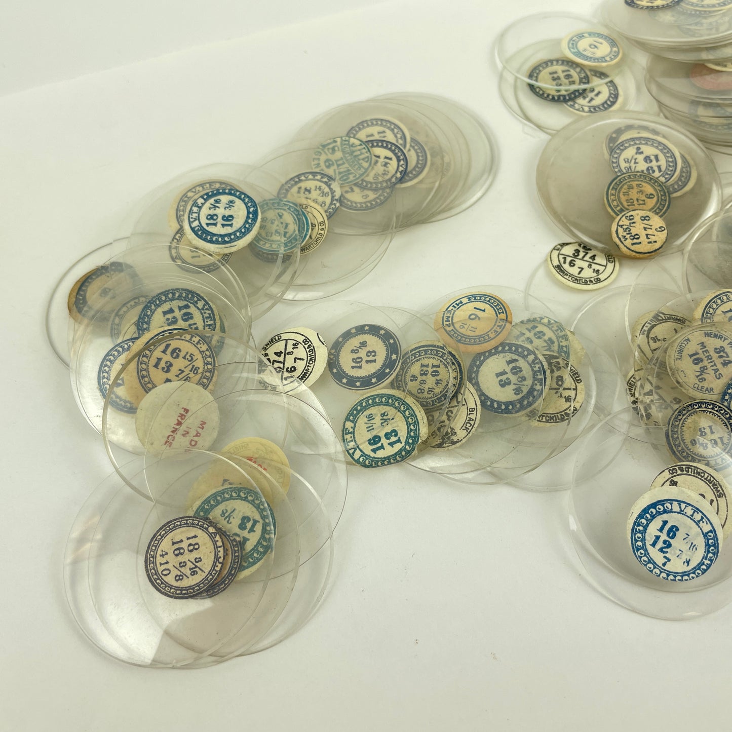 Jan Lot 116- 100 NOS Glass Open Face & Hunting Labeled Crystals