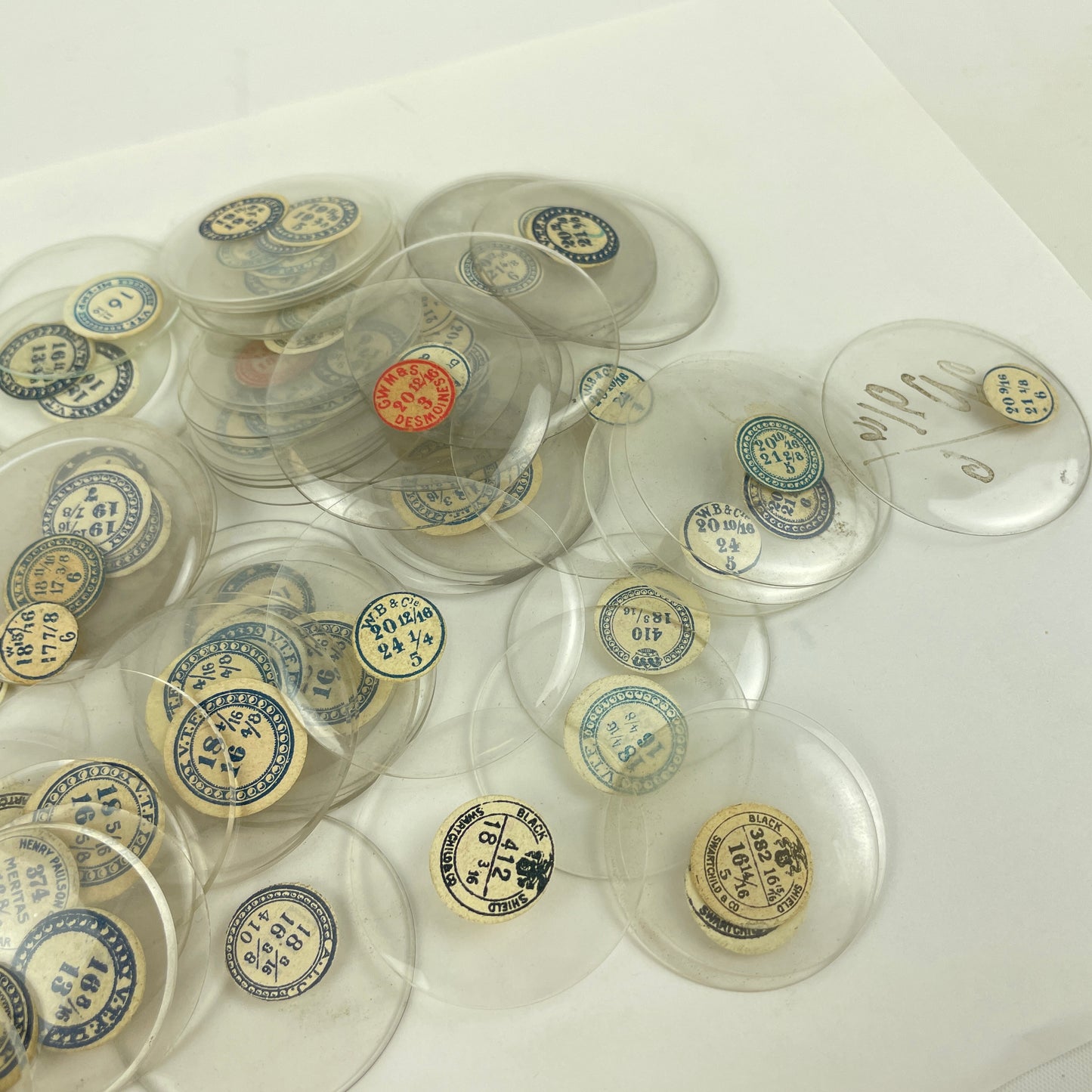 Jan Lot 116- 100 NOS Glass Open Face & Hunting Labeled Crystals