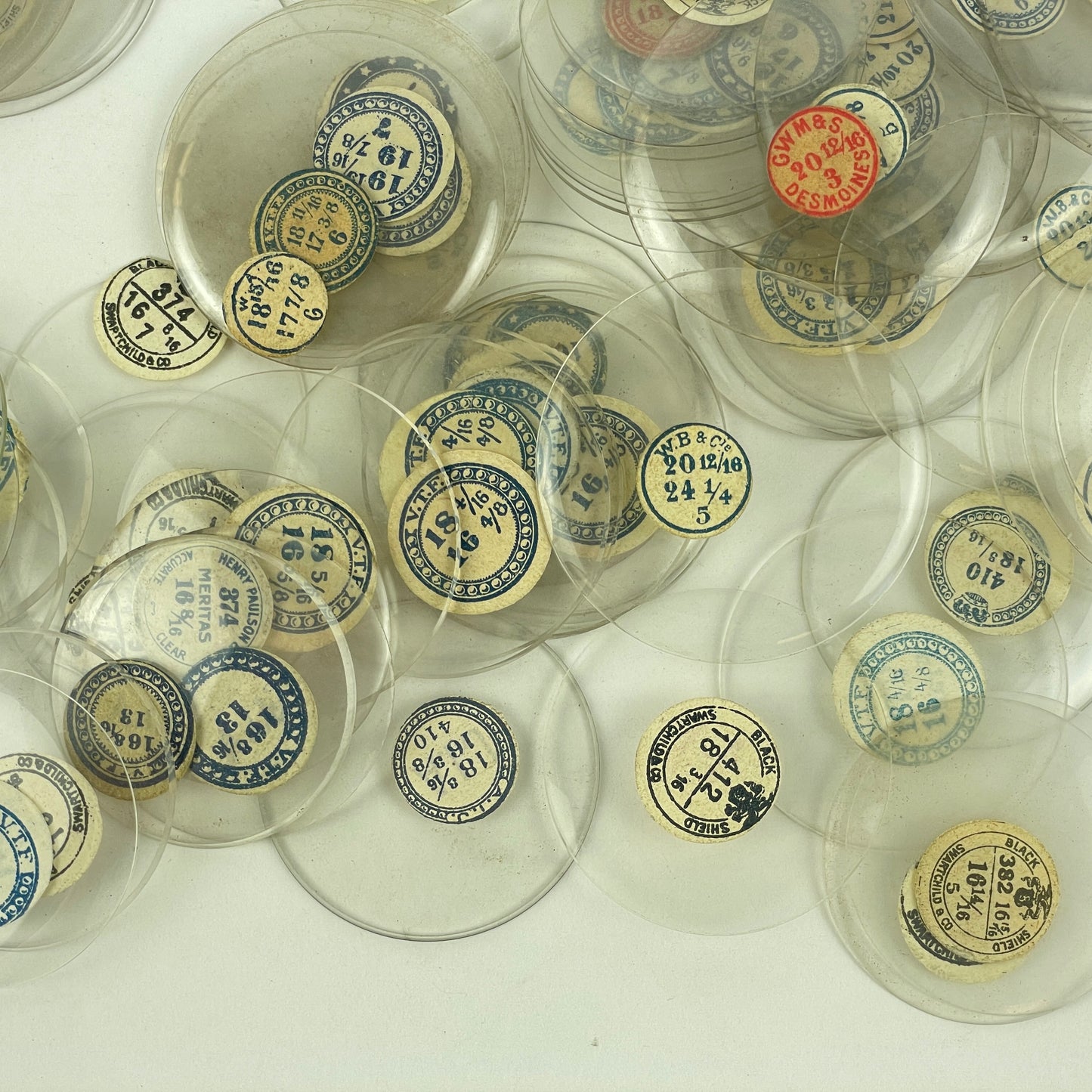 Jan Lot 116- 100 NOS Glass Open Face & Hunting Labeled Crystals