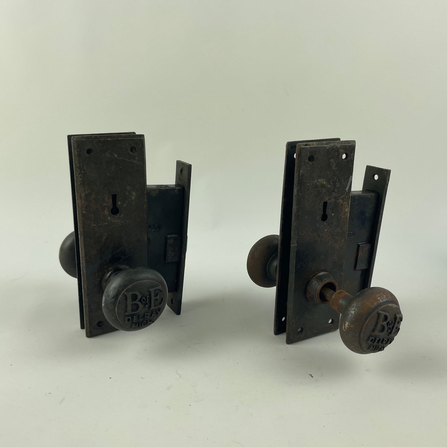 Lot 64- Antique Iron B of E Corbin Doorknob Assembly