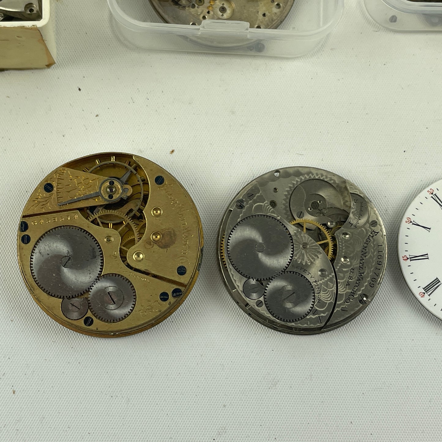 Lot 48- South Bend, Elgin, Burlington & Waltham Pocket Watch Movements
