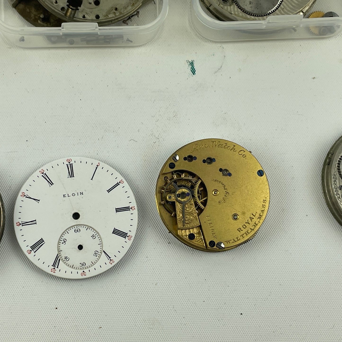 Lot 48- South Bend, Elgin, Burlington & Waltham Pocket Watch Movements