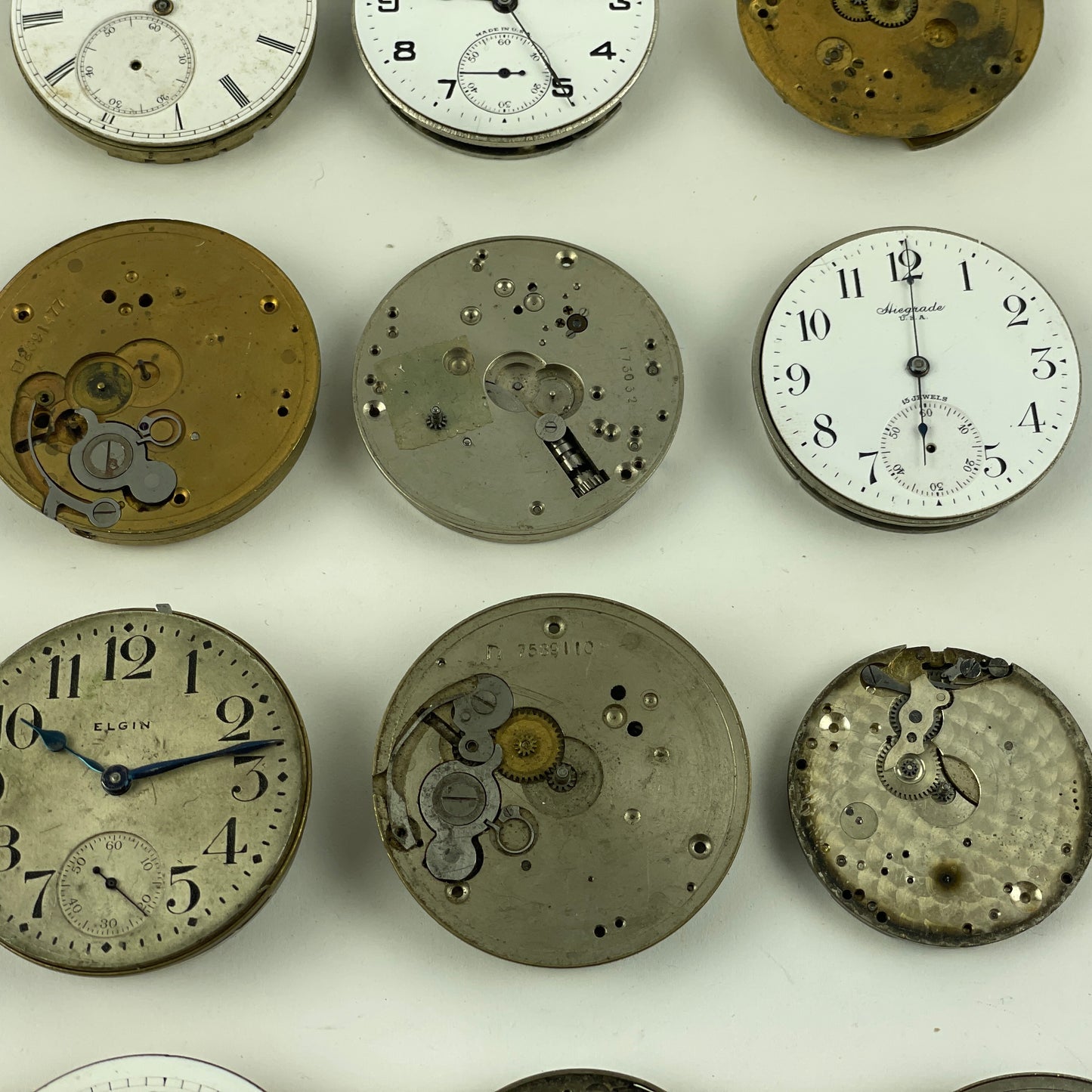 Lot 39- American & Swiss Selection of 12 Pocket Watch Movements