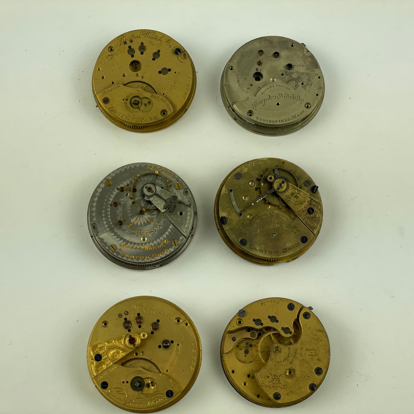 Lot 42- Hampden Assortment of Six 18 Size Pocket Watch Movements