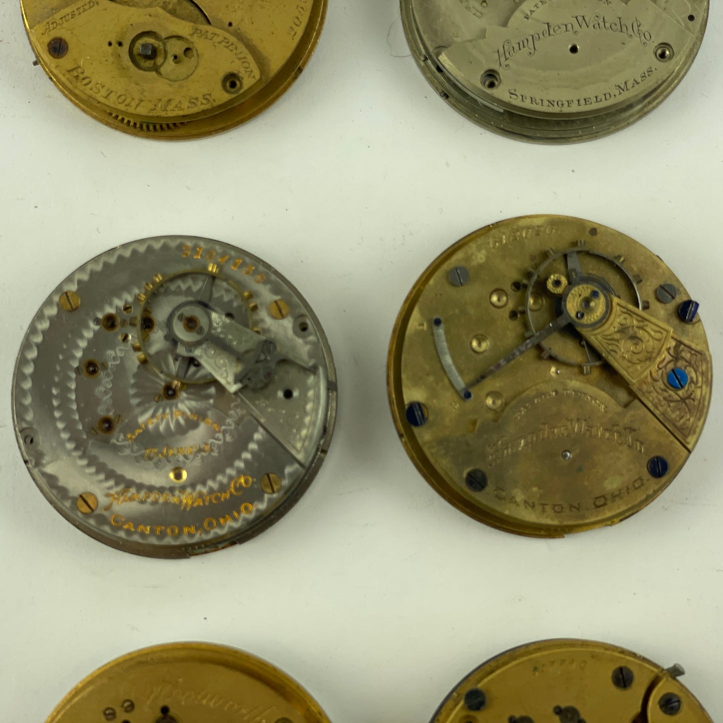 Lot 42- Hampden Assortment of Six 18 Size Pocket Watch Movements