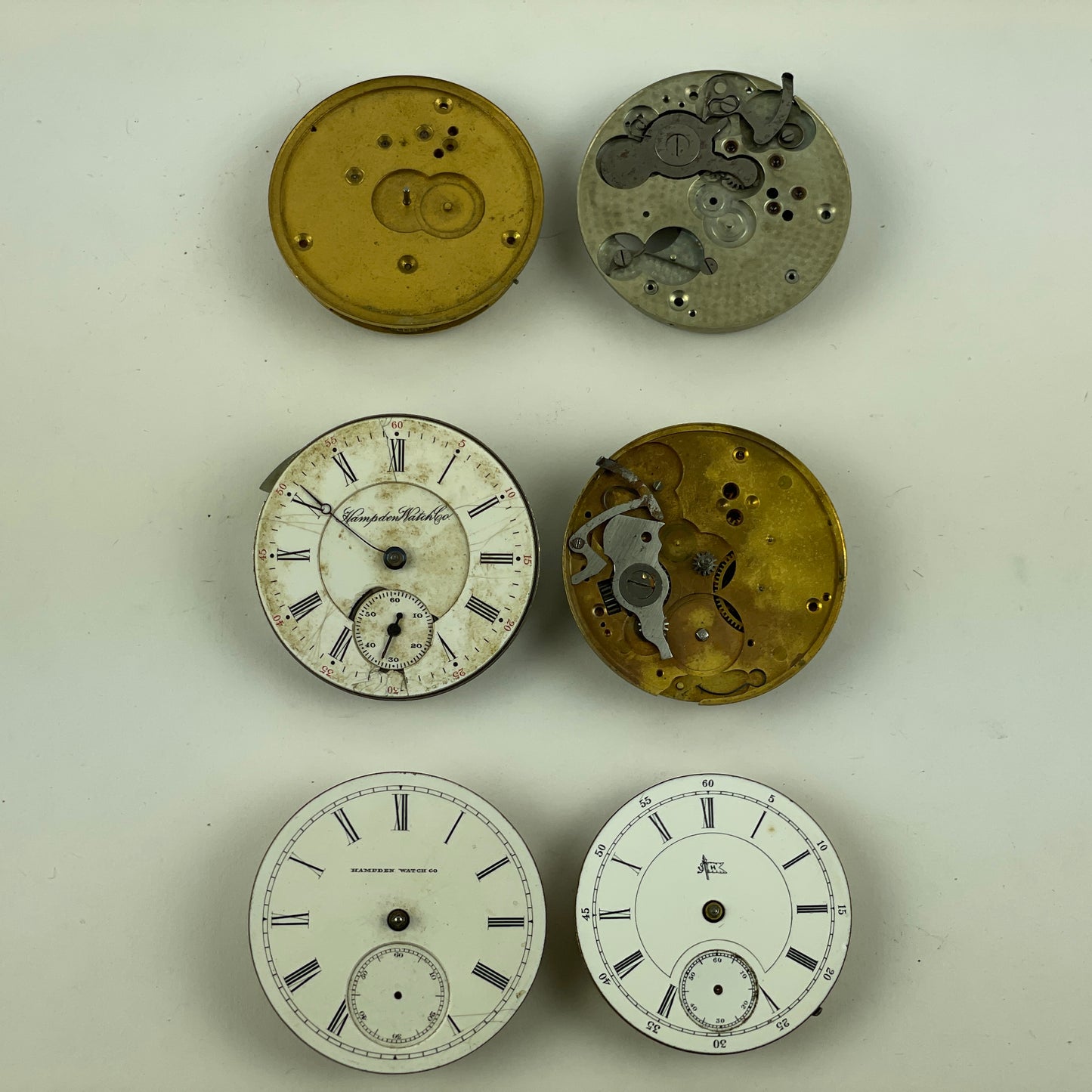 Lot 42- Hampden Assortment of Six 18 Size Pocket Watch Movements