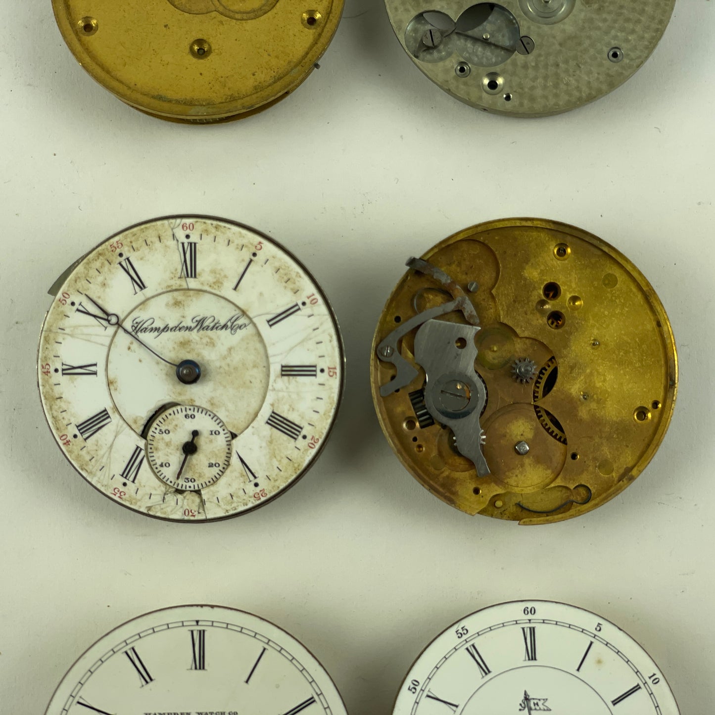 Lot 42- Hampden Assortment of Six 18 Size Pocket Watch Movements