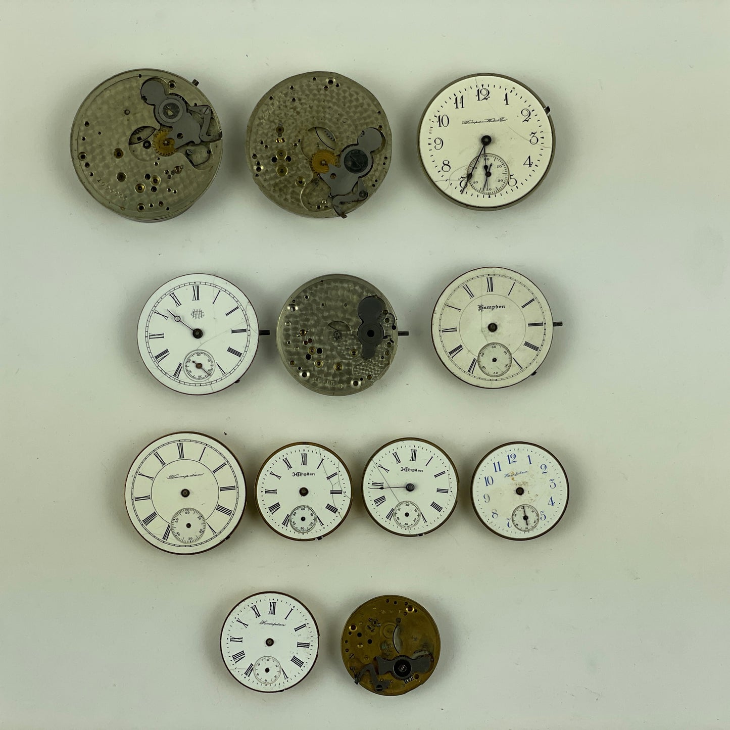 Lot 120- Hampden Assortment of Ten Pocket Watch Movements