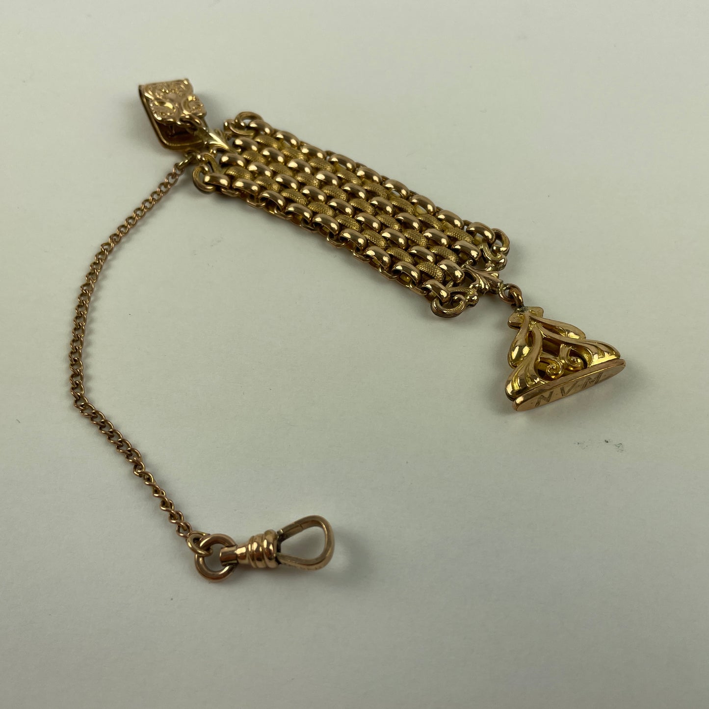 Feb Lot 59- Men’s YGF Vest or Pocket Watch Chain w/ wax style fob