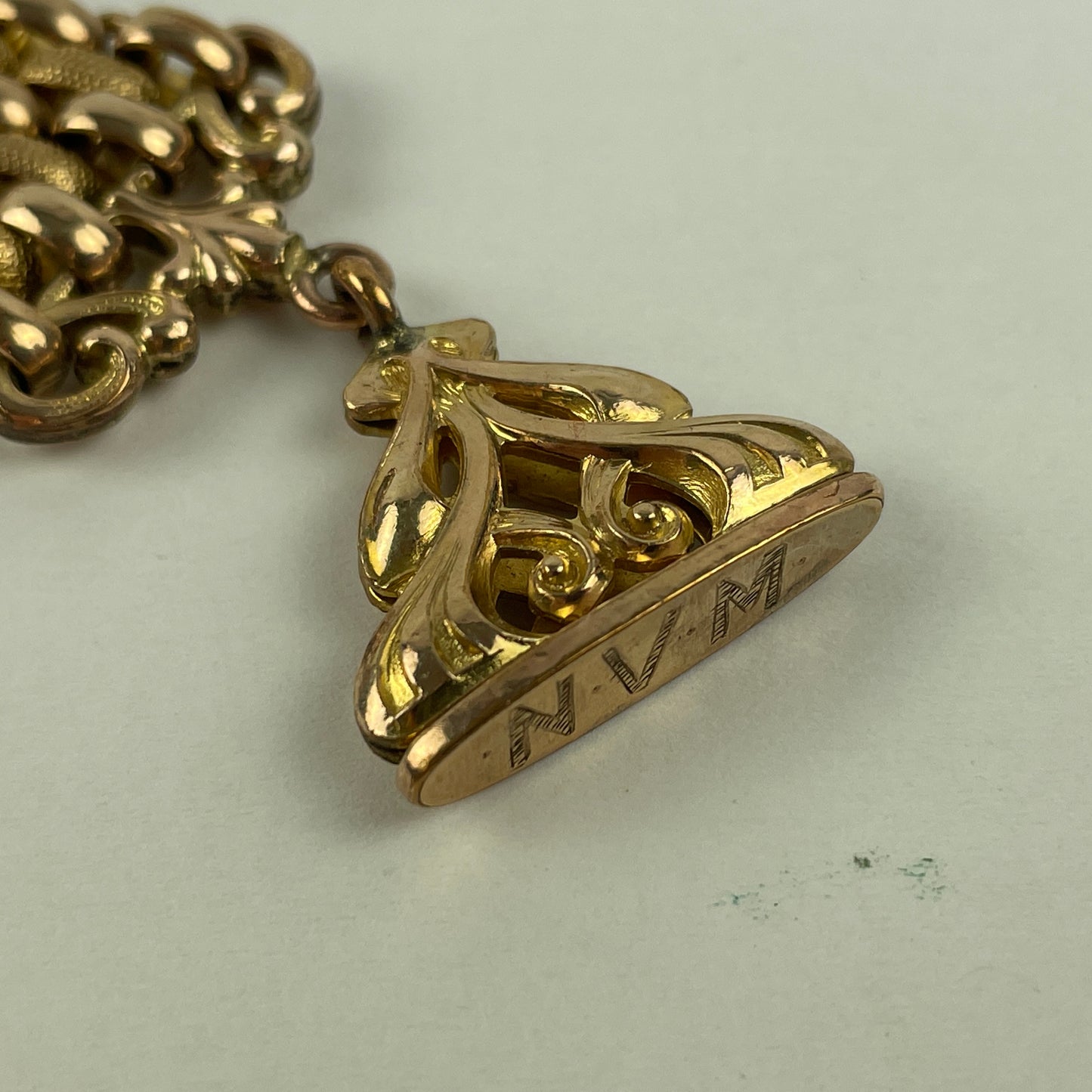 Feb Lot 59- Men’s YGF Vest or Pocket Watch Chain w/ wax style fob