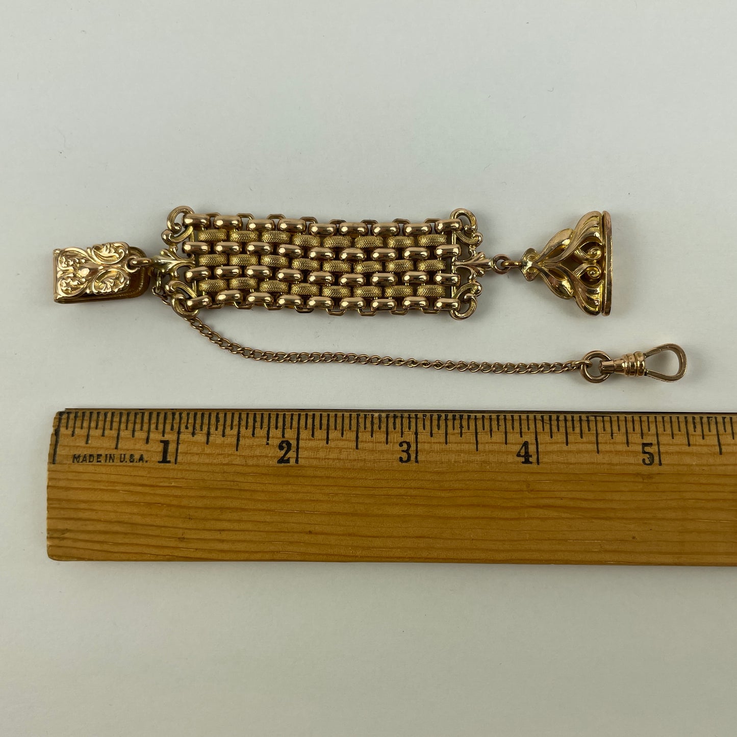 Feb Lot 59- Men’s YGF Vest or Pocket Watch Chain w/ wax style fob