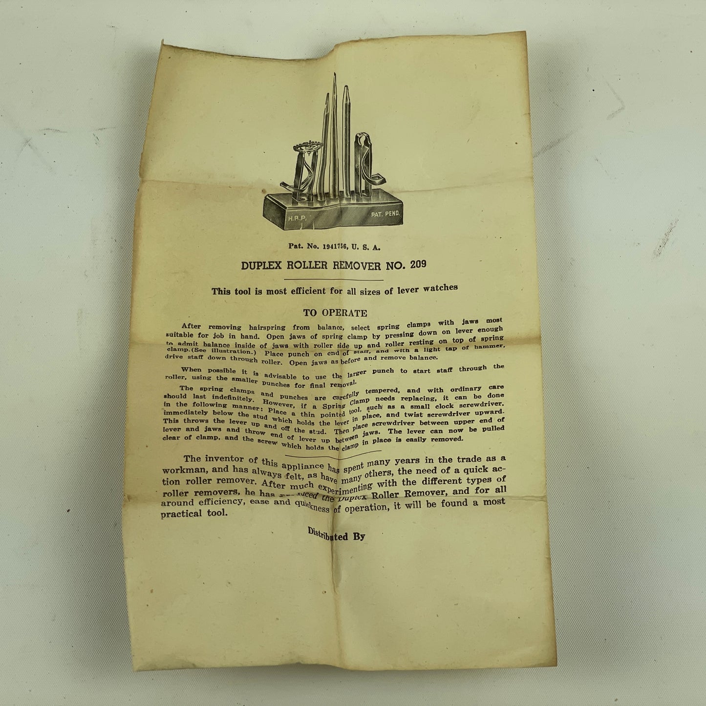 Feb Lot 17- Watchmaker’s Boxed “ROLLER REMOVER”