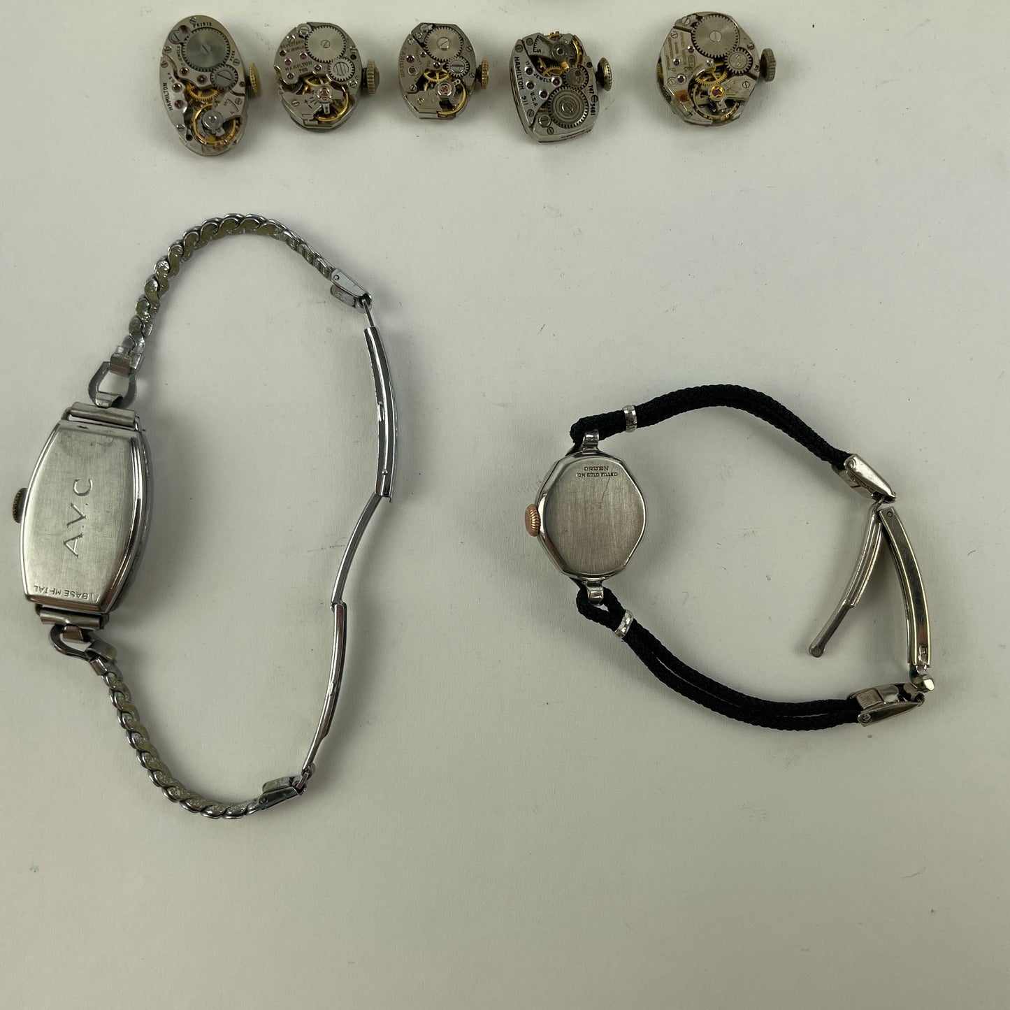 Feb Lot 45- Swiss & American Ladies' Wristwatch movements, Case & Watches