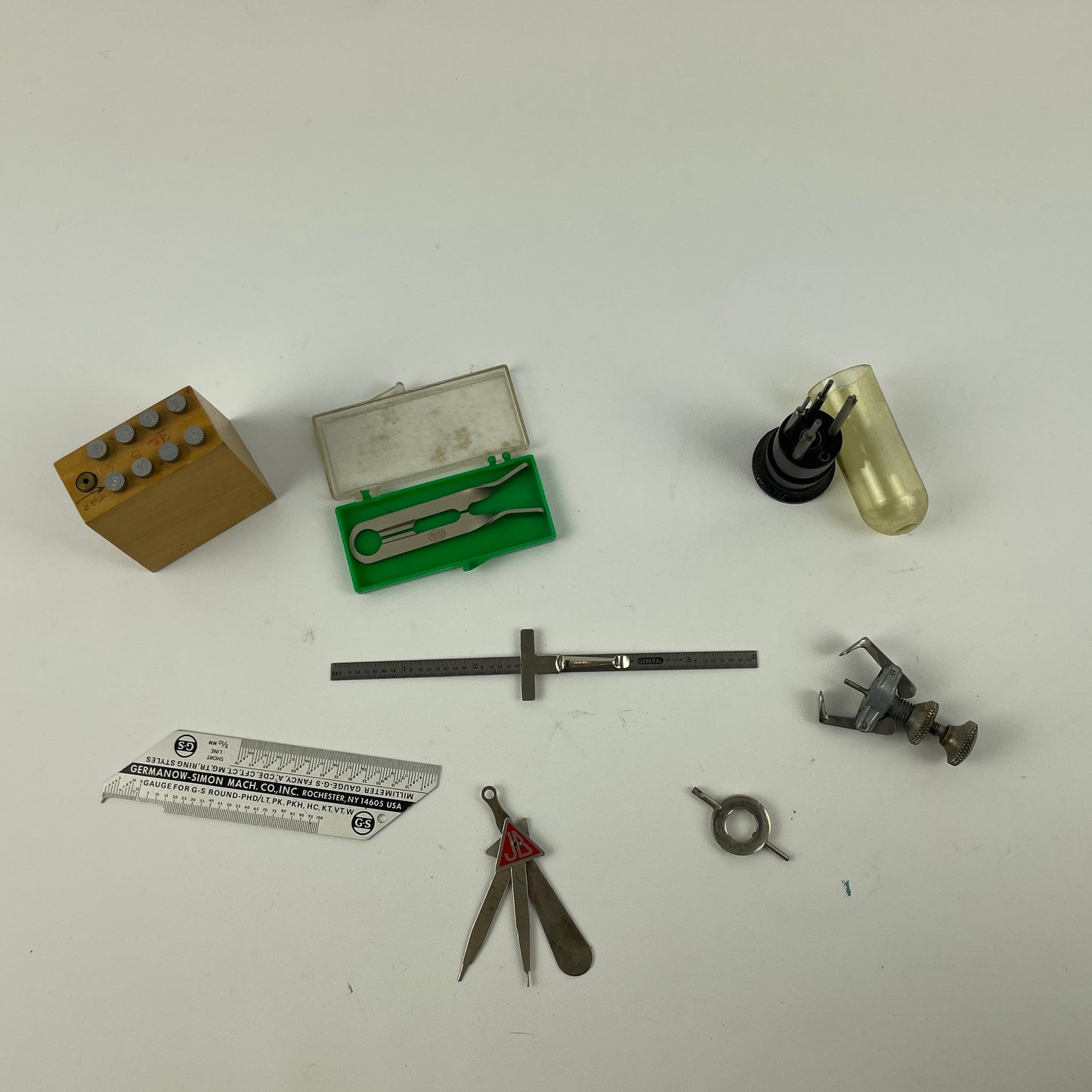 Feb Lot 71- Watchmaker’s Selection of 10 Taps & Drills w/ Brass Tool