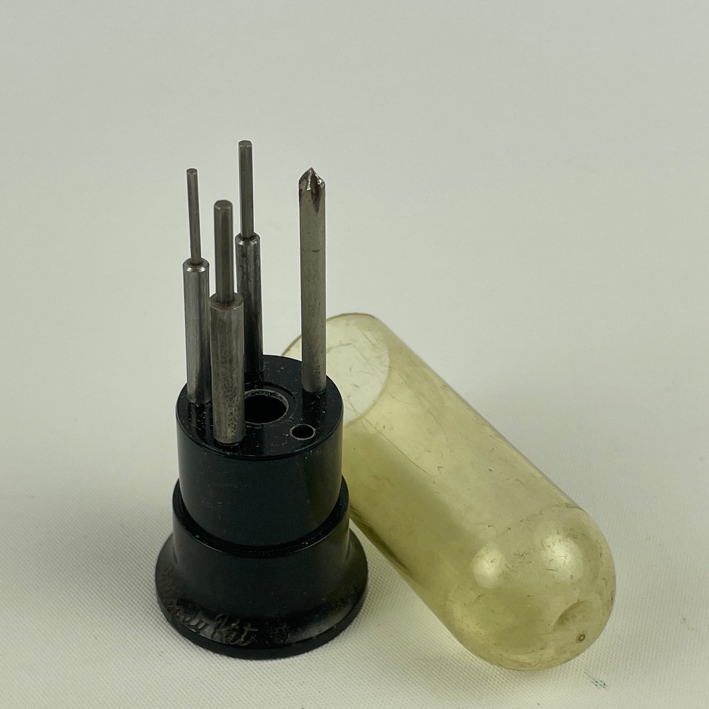 Feb Lot 71- Watchmaker’s Selection of 10 Taps & Drills w/ Brass Tool