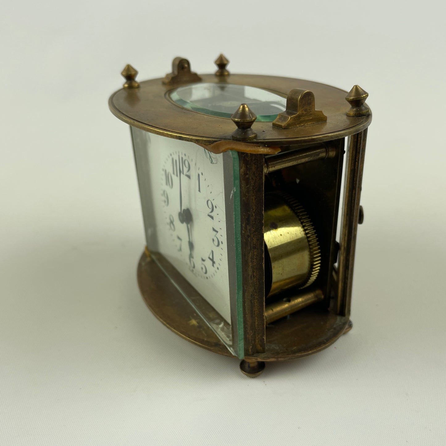 Feb Lot 76- French Oval Time Only Brass Carriage Clock