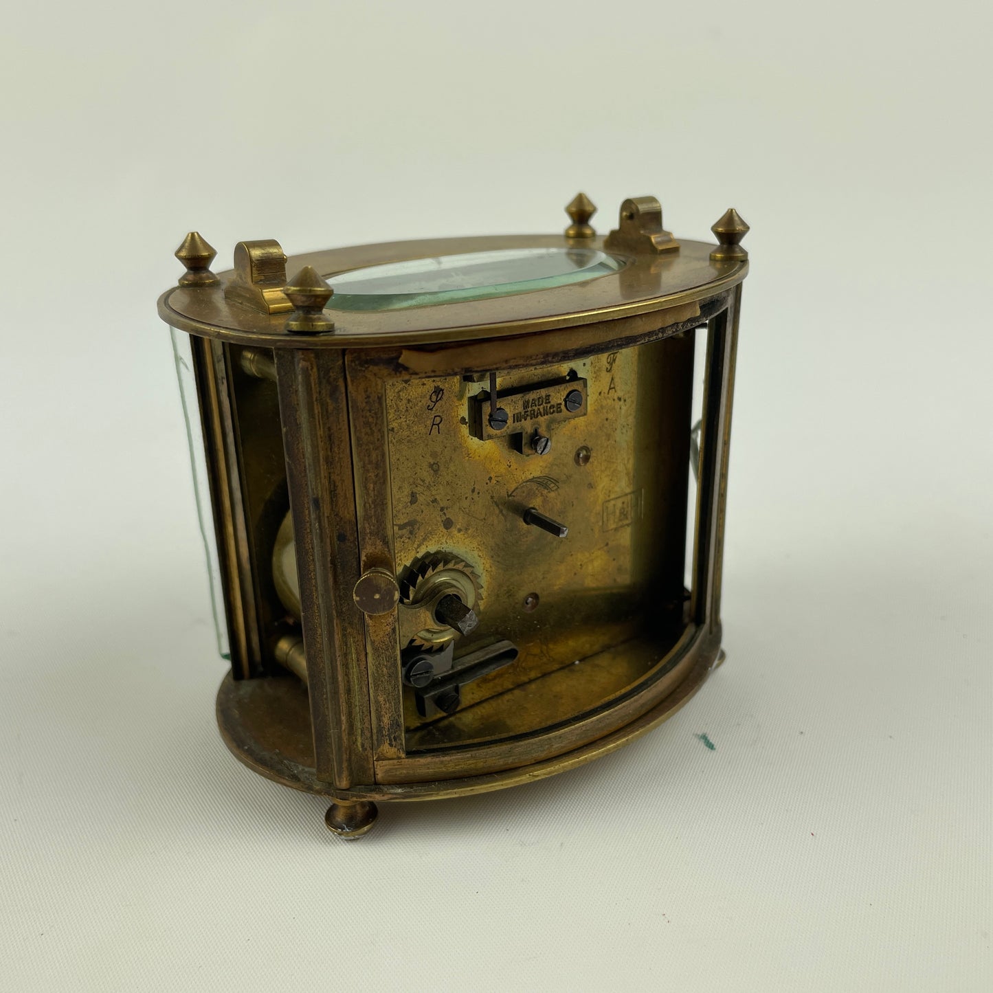 Feb Lot 76- French Oval Time Only Brass Carriage Clock
