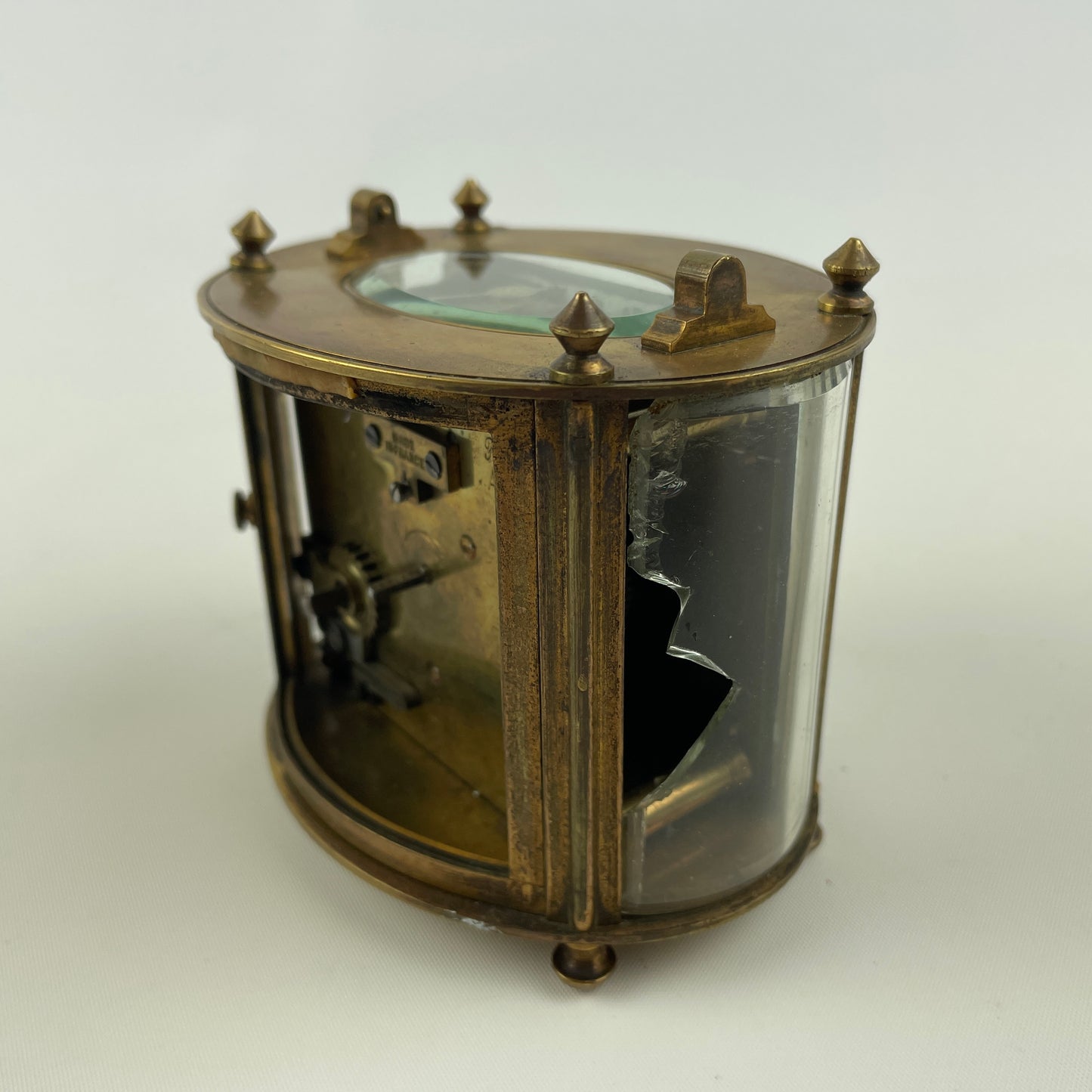 Feb Lot 76- French Oval Time Only Brass Carriage Clock