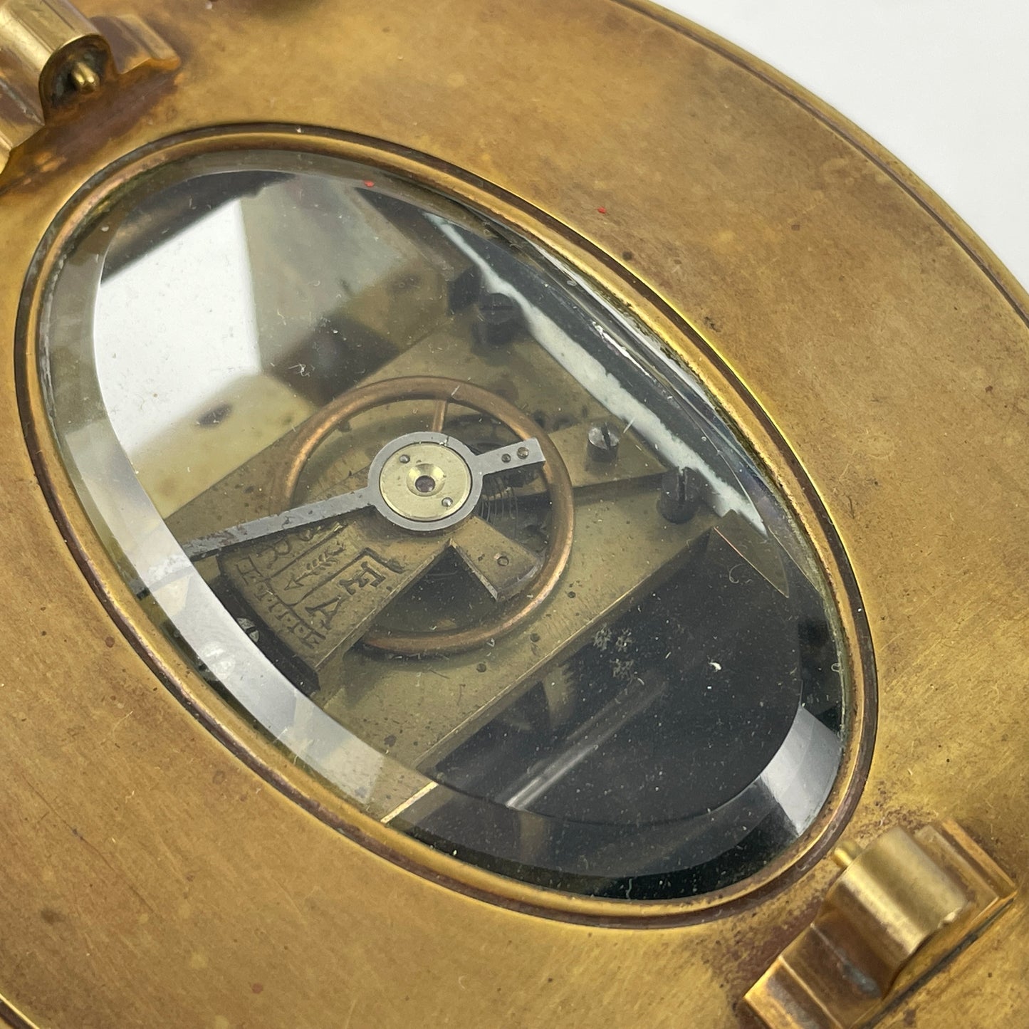 Feb Lot 76- French Oval Time Only Brass Carriage Clock
