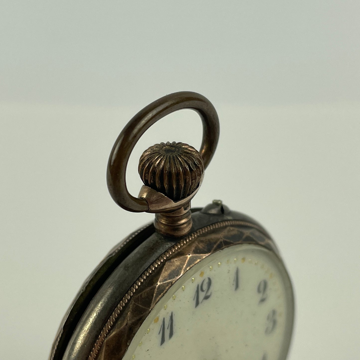 Feb Lot 79- Swiss Coin Silver w/ gold bezels Pocket Watch