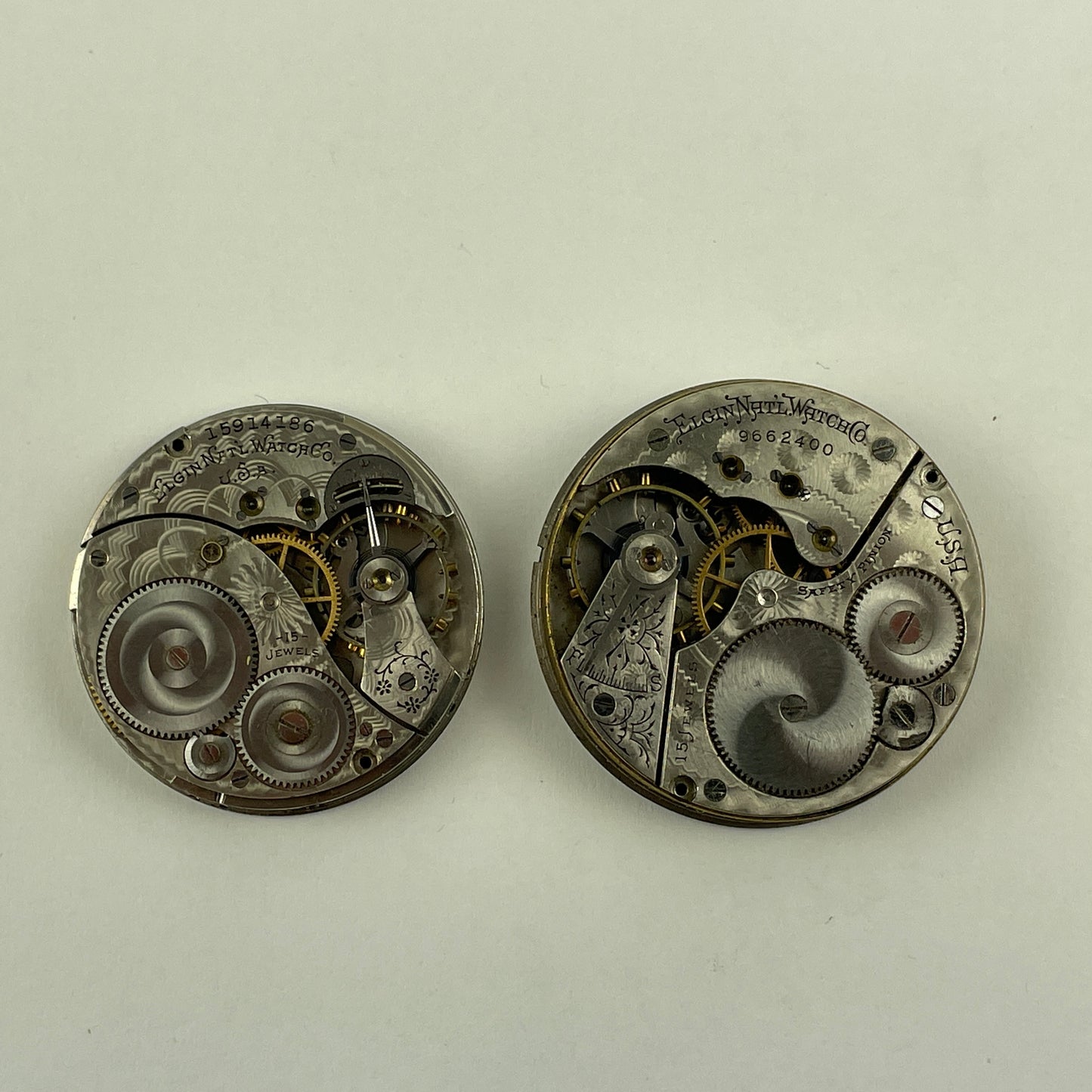 Feb Lot 87- Elgin 12 & 16 Size Nickel Pocket Watch Movements