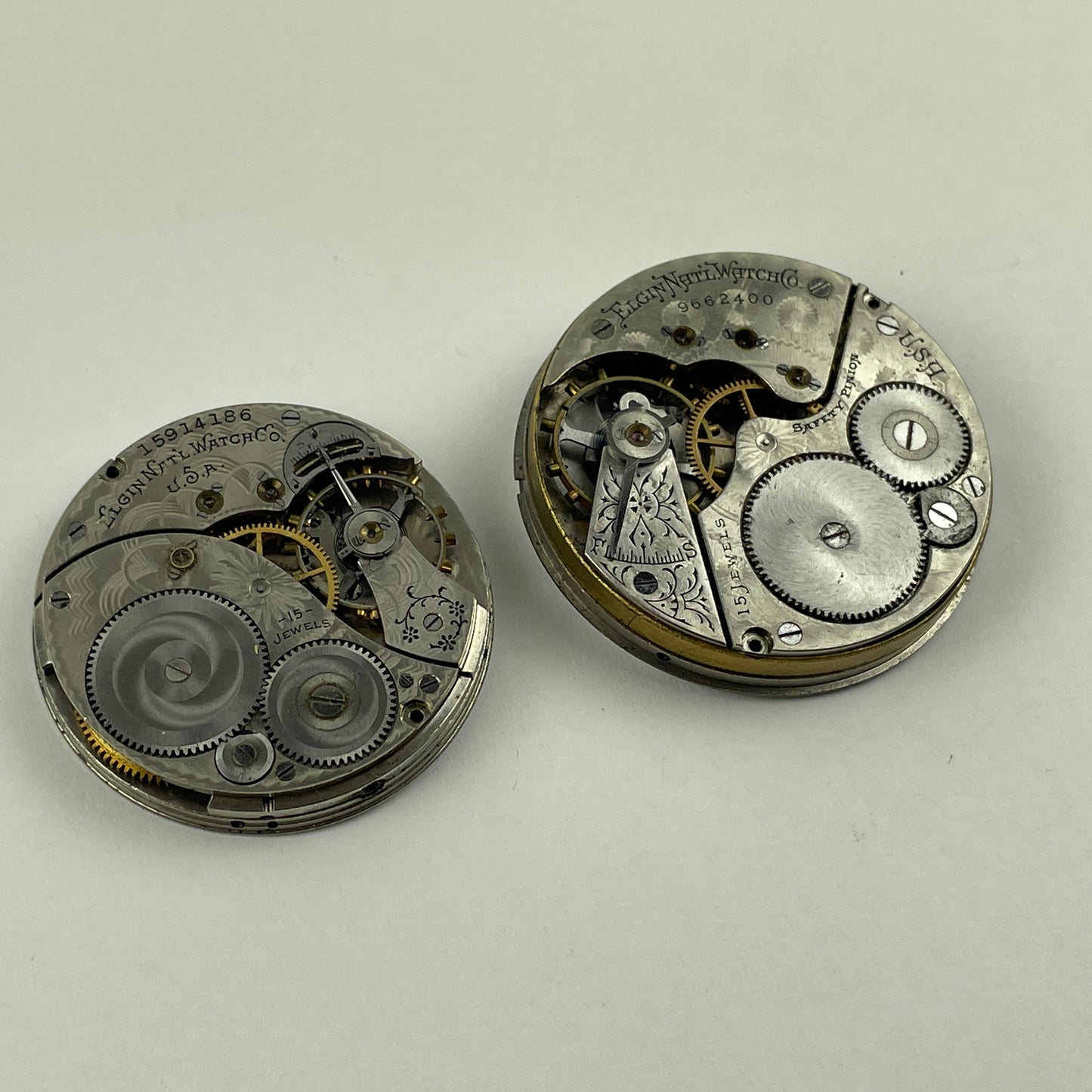 Feb Lot 87- Elgin 12 & 16 Size Nickel Pocket Watch Movements