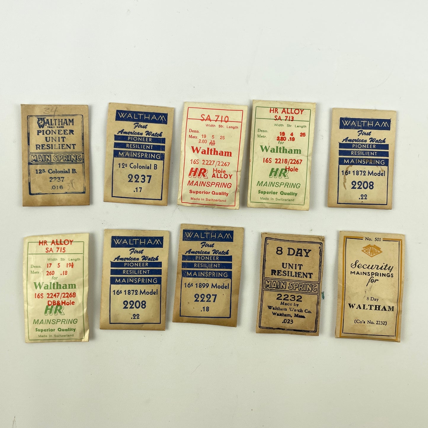 Feb Lot 54- Waltham 12, 16 & 8-Day Blued Pocket Watch Mainsprings