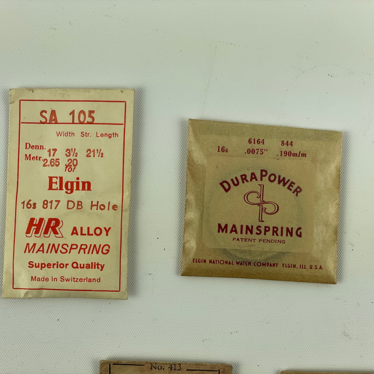 Feb Lot 92- Elgin 16 Size No. 817 & 6164 Pocket Watch Mainsprings