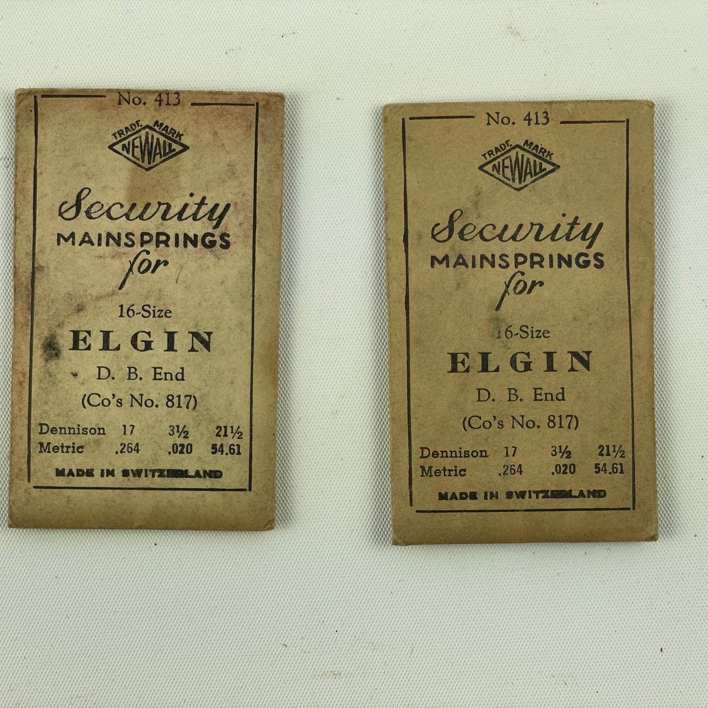 Feb Lot 92- Elgin 16 Size No. 817 & 6164 Pocket Watch Mainsprings