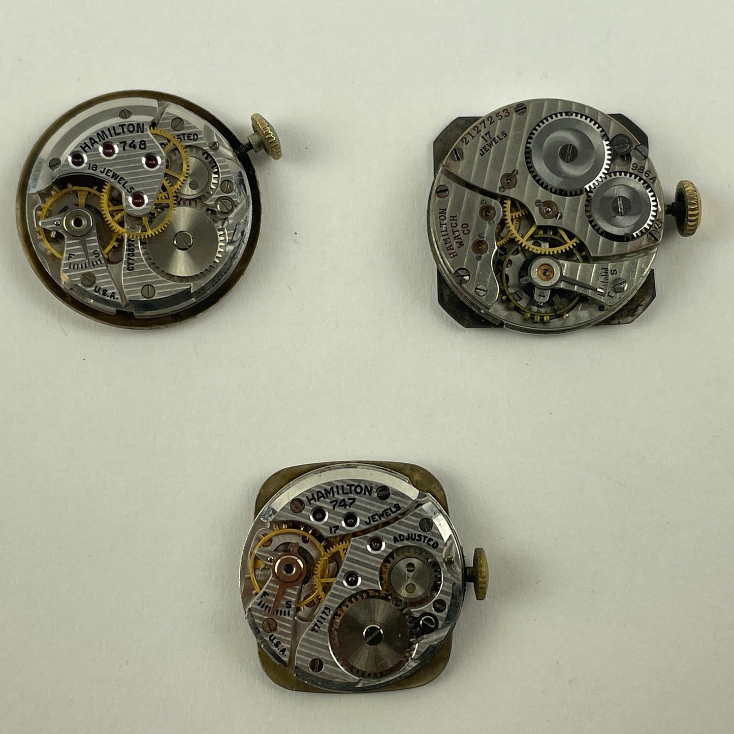 Feb Lot 102- Three Hamilton Men’s Vintage Mechanical Wristwatch Movements