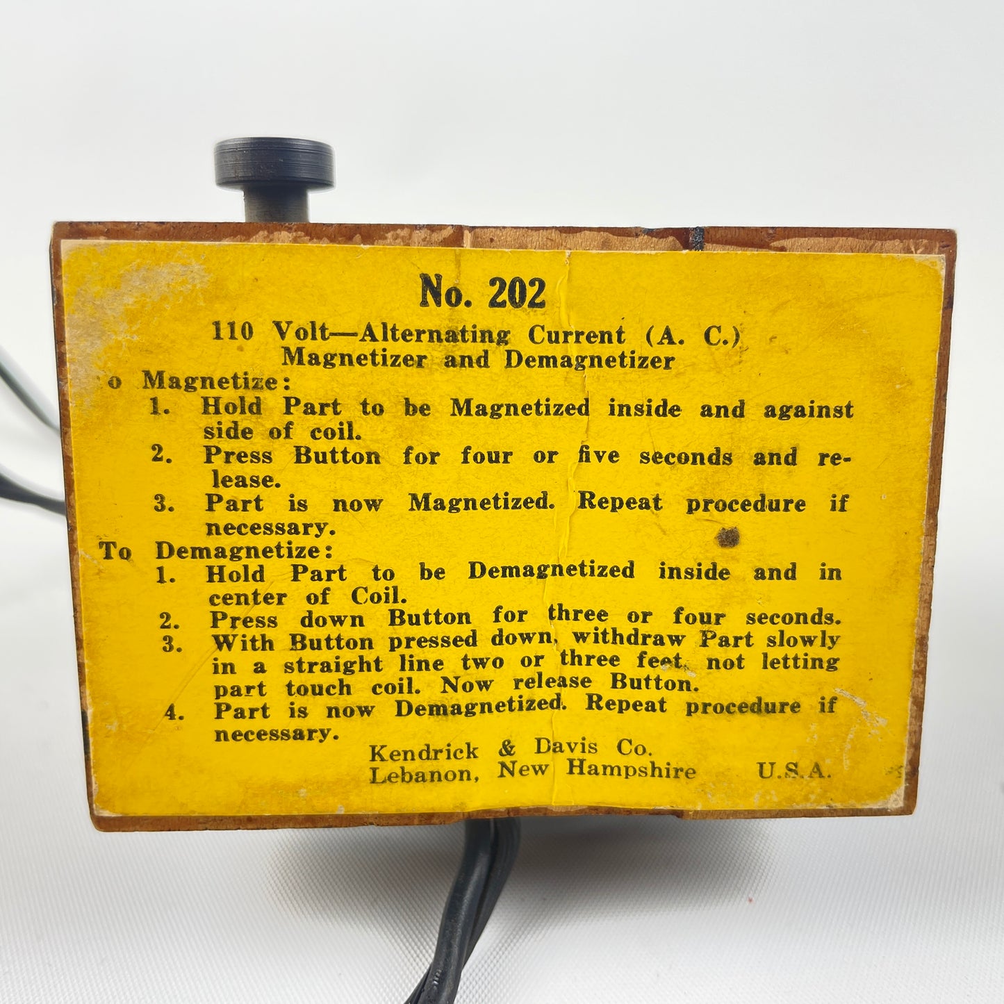 Lot 42- Kendrick & Davis No. 202 Demagnetizer
