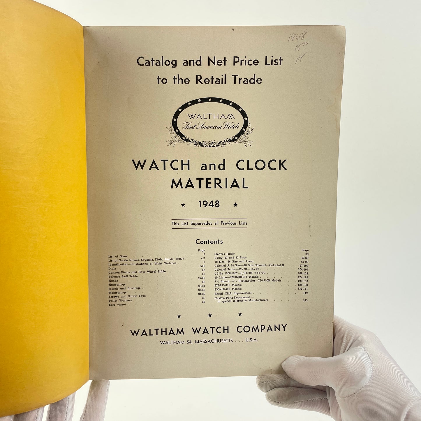 Lot 35- Waltham Watch and Clock Material 1948 Edition