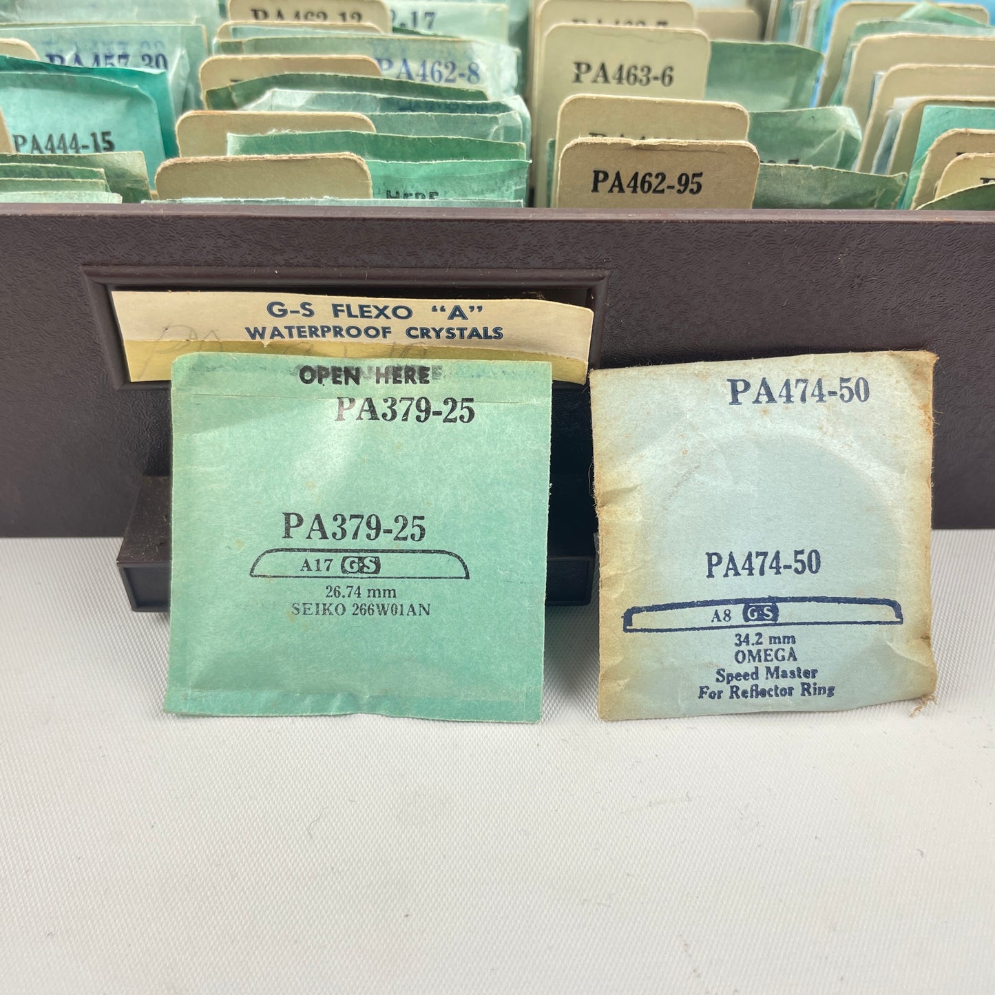 Lot 126- NOS G-S PA “Waterproof” Round Wristwatch Crystal Tray