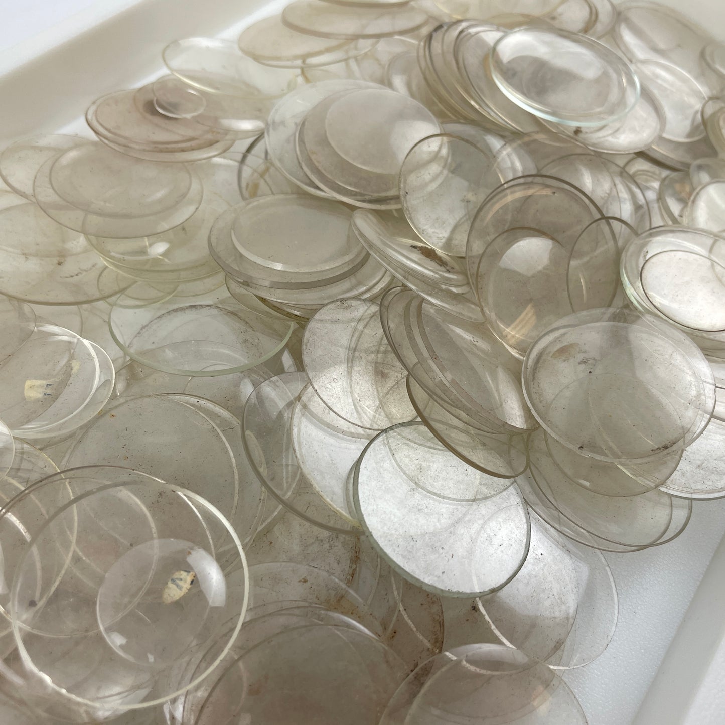 Mar Lot 132- Watchmaker’s Selection of Glass NOS Pocket Watch Crystals 350+