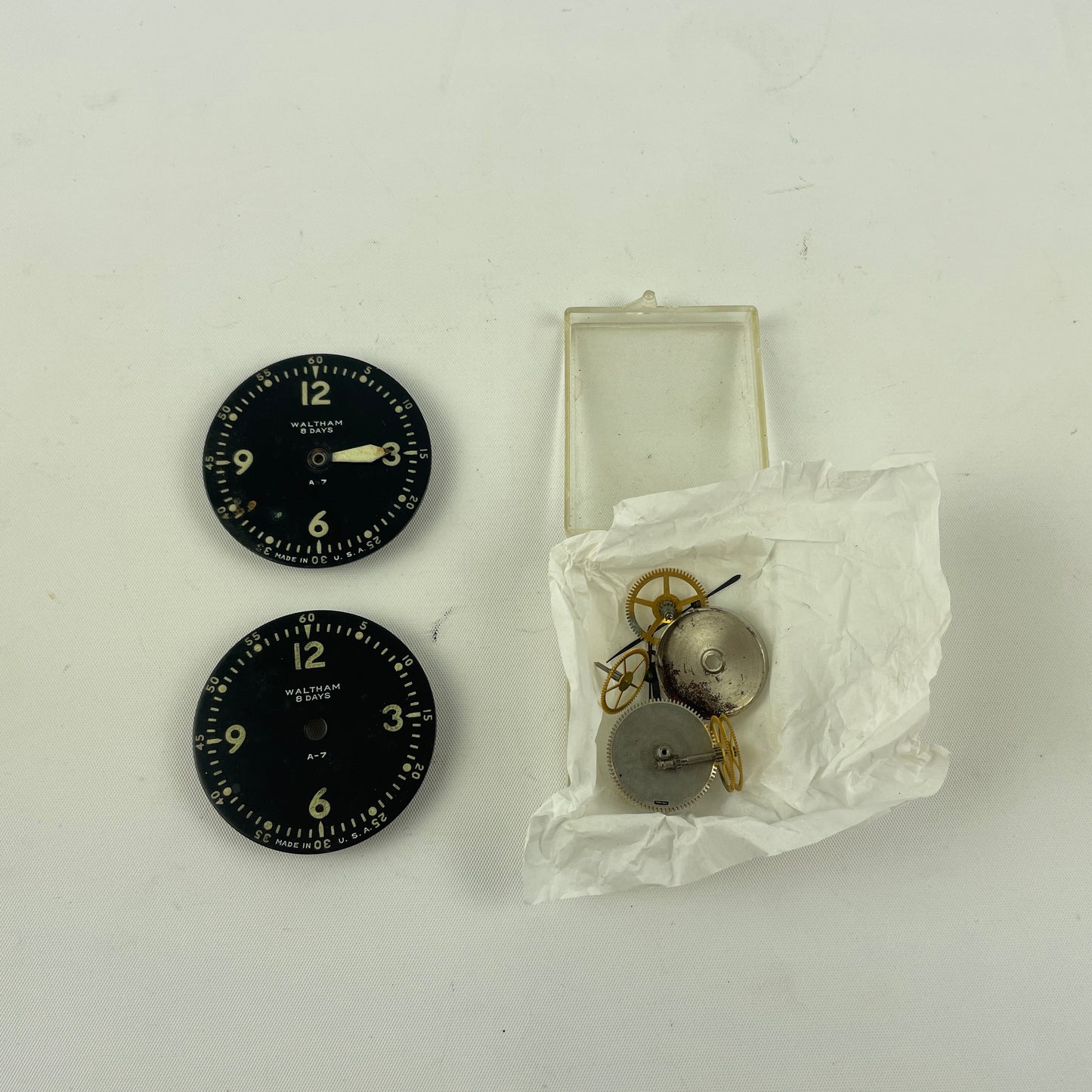 Mar Lot 62- Waltham A-7 Black Military Dials & Parts