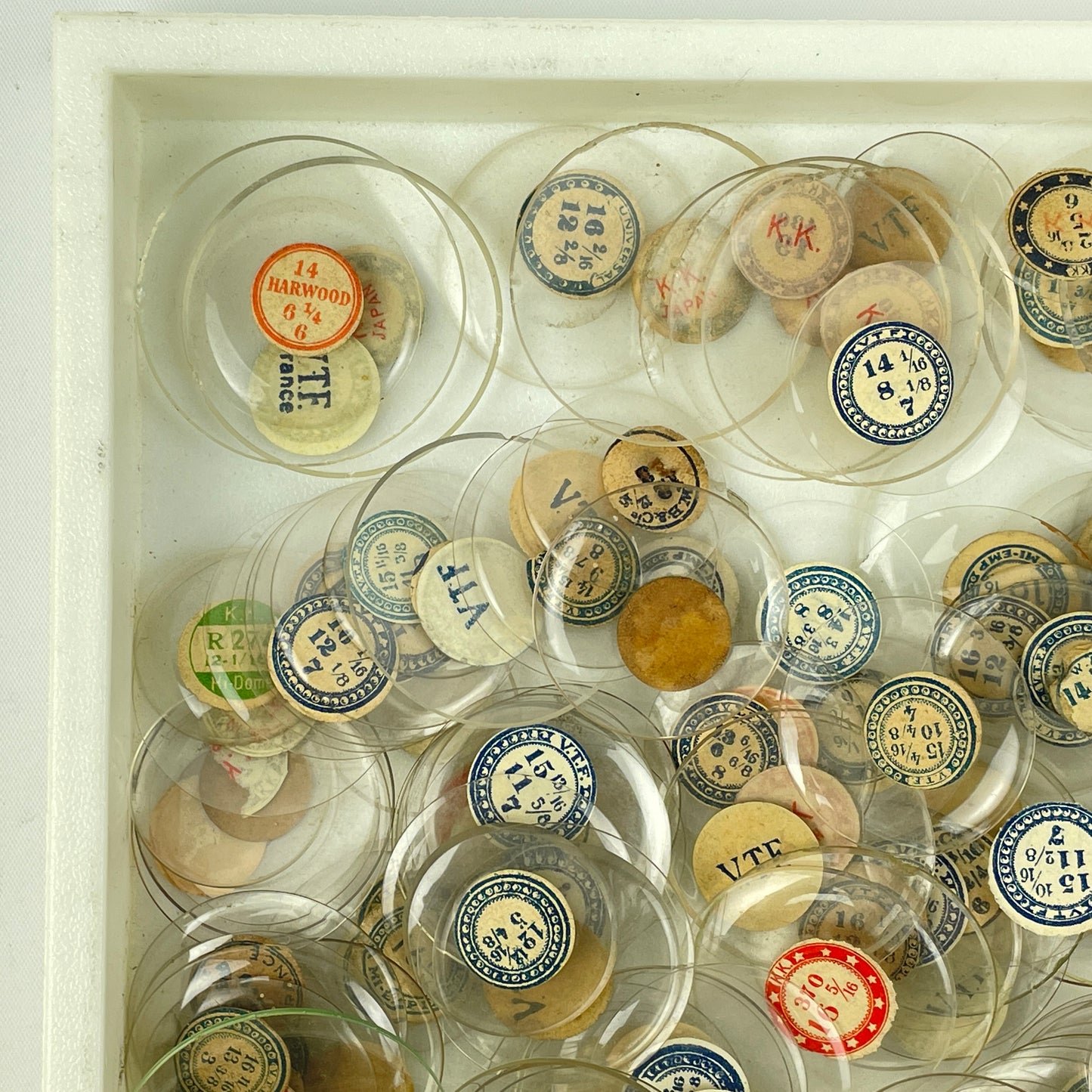 Lot 108- Watchmaker’s Selection of 300 Glass NOS Pocket Watch Crystals