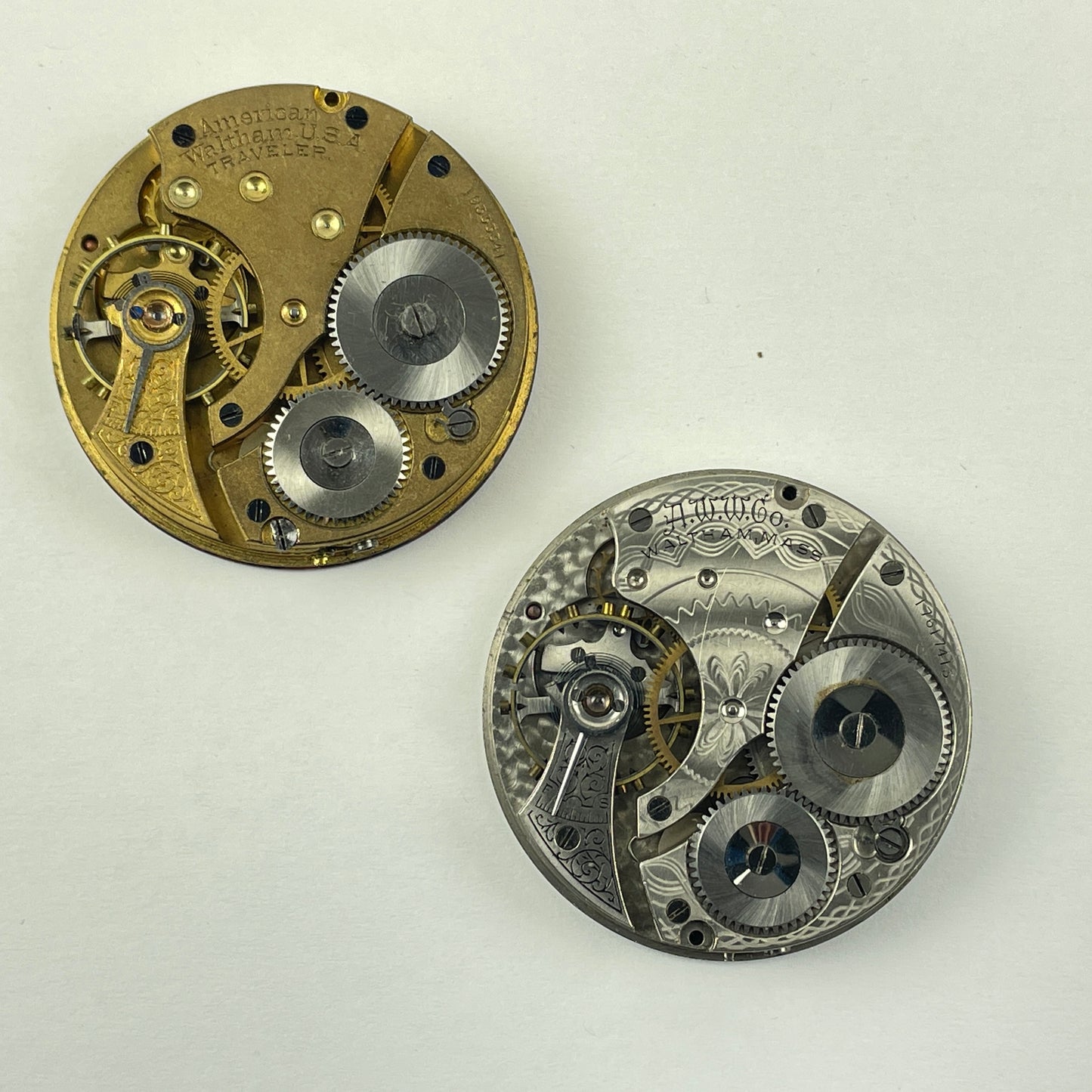 Lot 15- Waltham 16 Size 7 Jewel Open Face Pocket Watch Movements