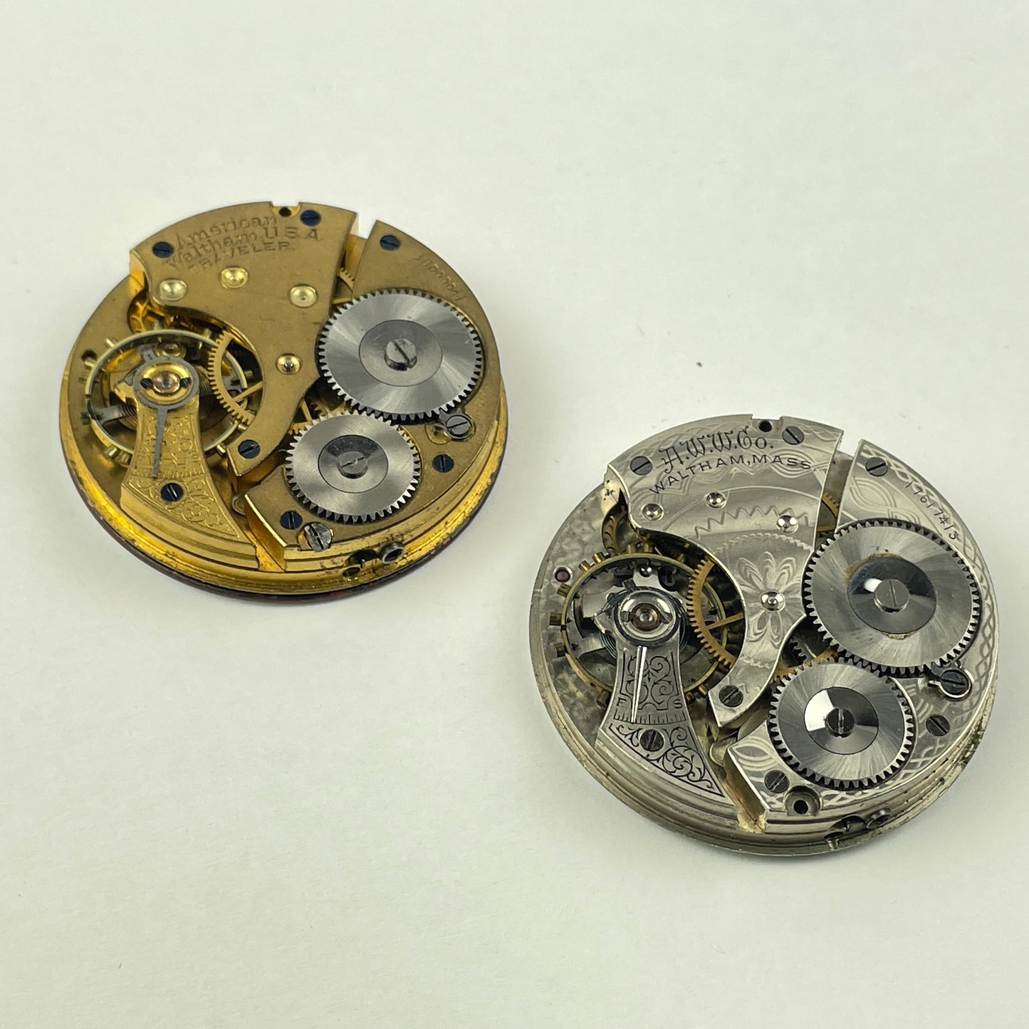 Lot 15- Waltham 16 Size 7 Jewel Open Face Pocket Watch Movements
